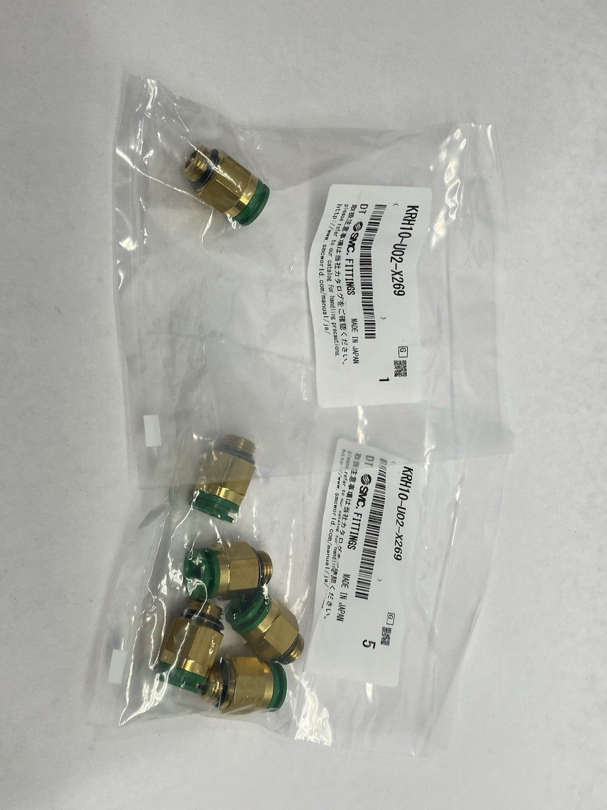 KRH10-U02-X269 | SMC Flame Resistant One Touch Fitting 1/4" Brass LOT OF 6 - New - Maverick Industrial Sales