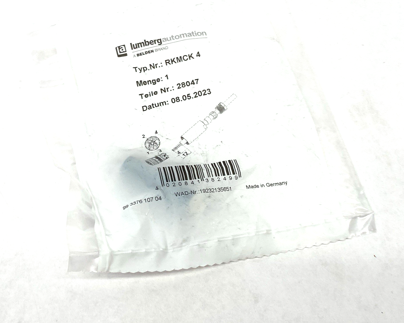 Lumberg Automation RKMCK 4 Round M8 4-Pin Field Wireable Connector 28047 - Maverick Industrial Sales