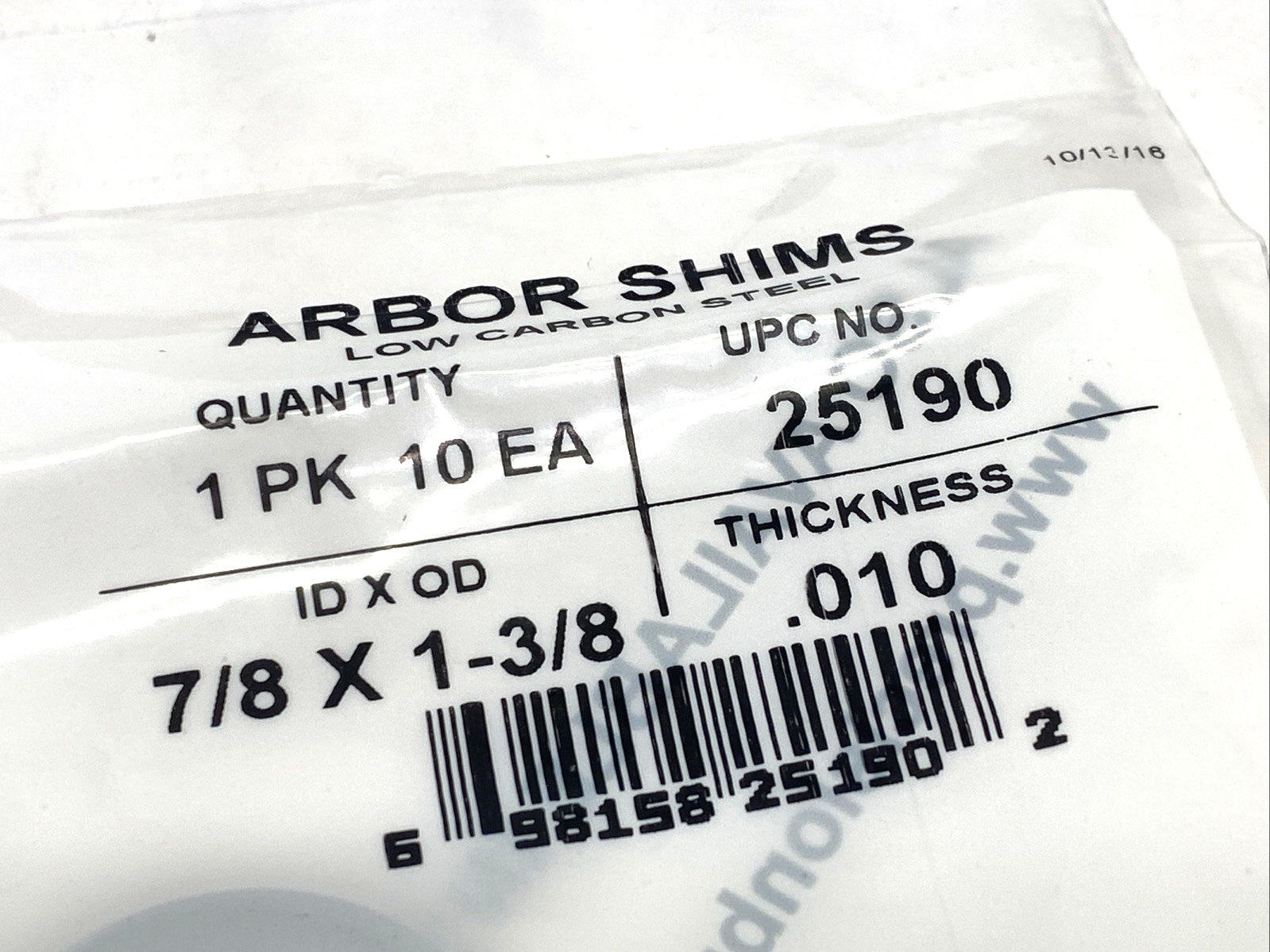 Precision Brand 25190 Steel Arbor Shims 7/8" ID x 1-3/8" OD, 0.010" Thick 10-PK - Maverick Industrial Sales