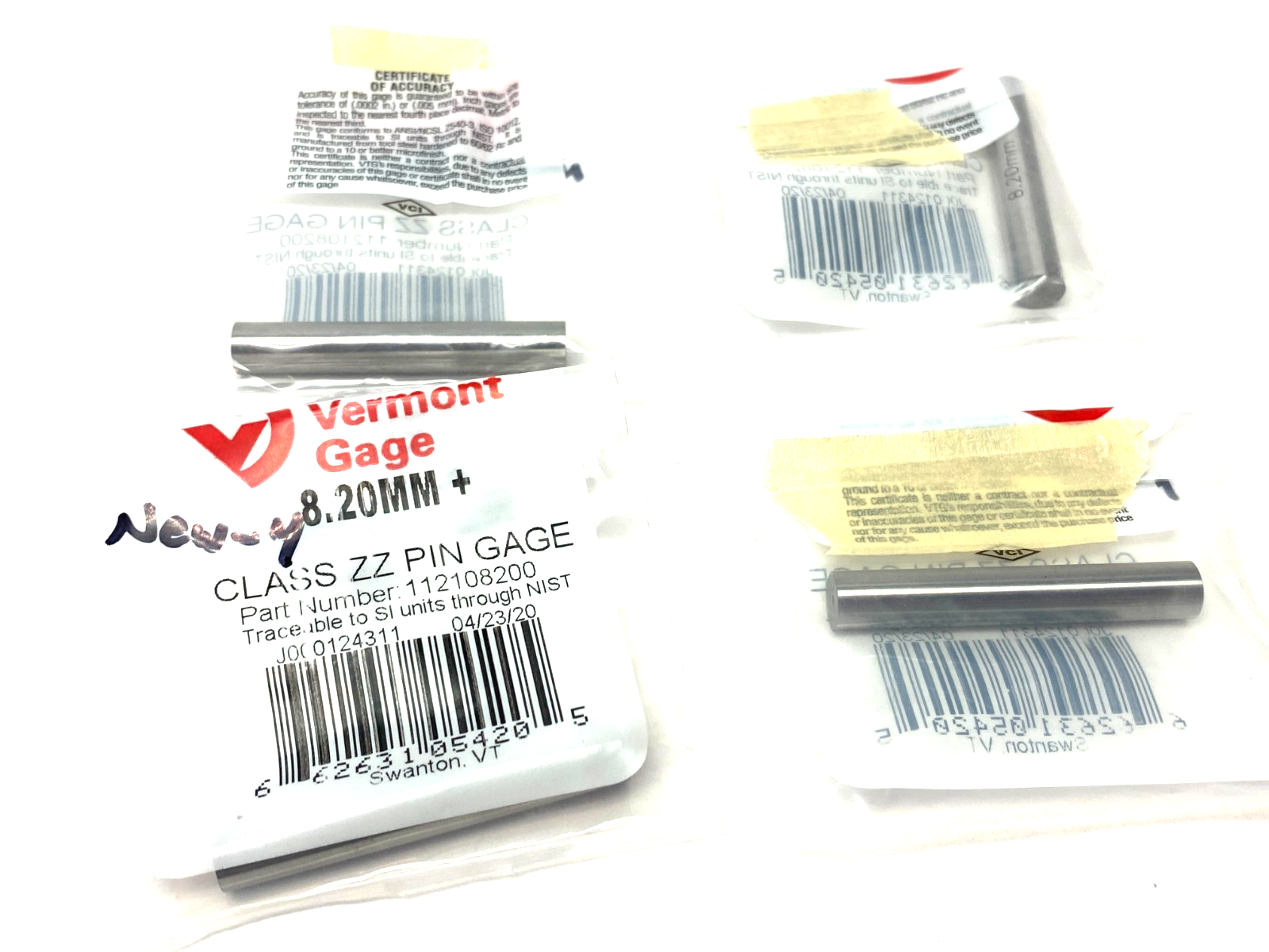 Vermont Gage 112108200 Class ZZ Plus Pin Gage LOT OF 4 - Maverick Industrial Sales