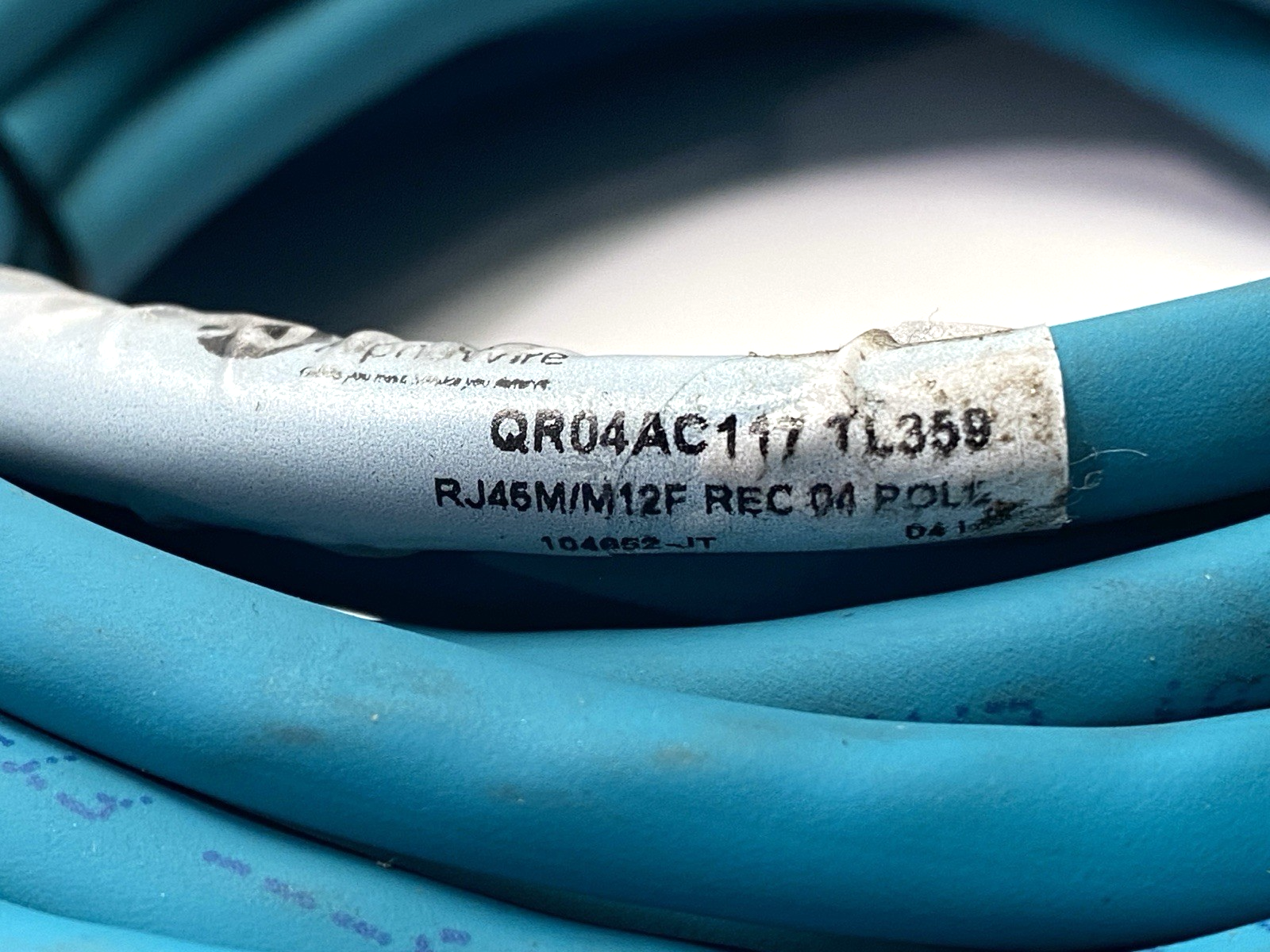QR04AC117 TL359 | Alpha Wire Ethernet Cordset RJ45M/M12F 10m - Used - Maverick Industrial Sales