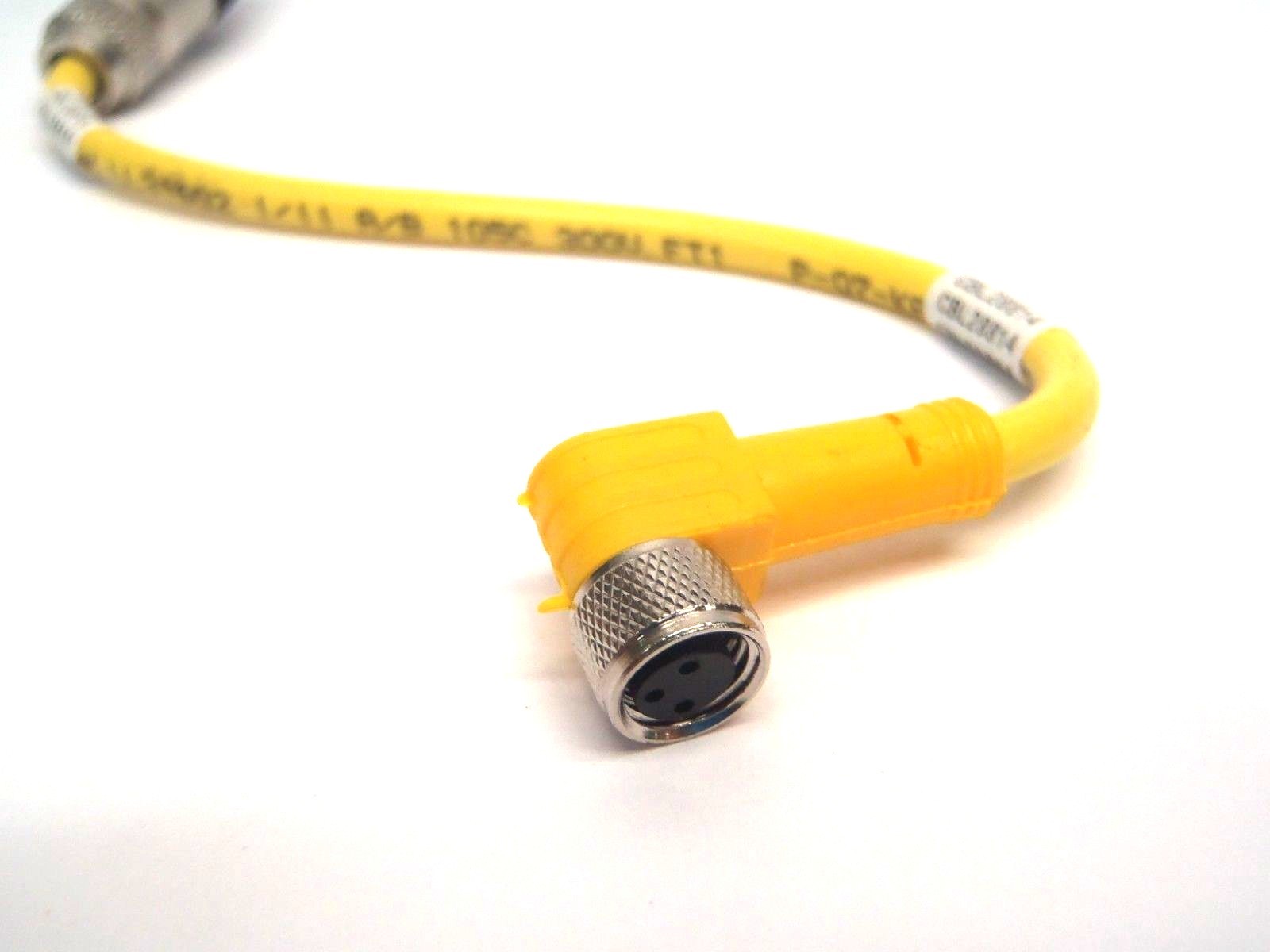 M8 Angled Female Yellow Plug To Straight M8 Male Cordset - Maverick Industrial Sales