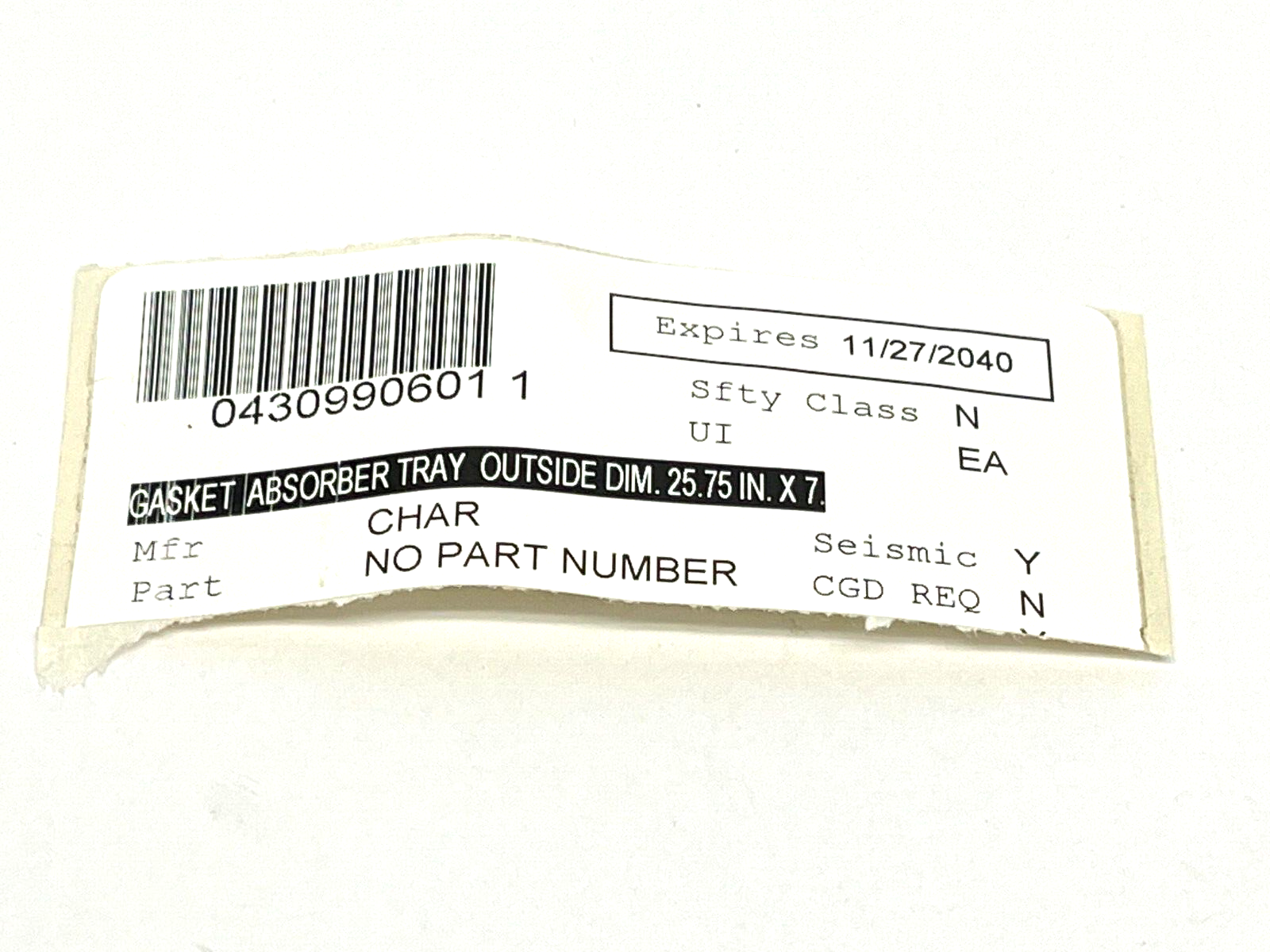 Char Absorber Tray Gasket Outside Diameter 25.75" x 7" - Maverick Industrial Sales