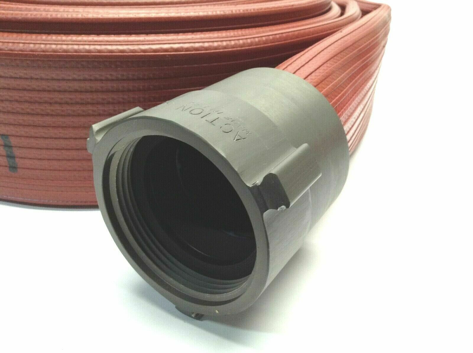Angus Red Chief 2-1/2 X 50 Fire Hose 300 PSI Test Action NH Aluminum Couplings - Maverick Industrial Sales