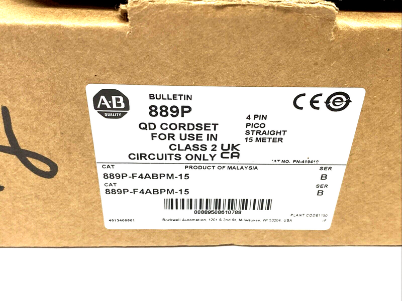 Allen Bradley 889P-F4ABPM-15 Ser. B Pico Cable 4-Pin Female M8 - Maverick Industrial Sales