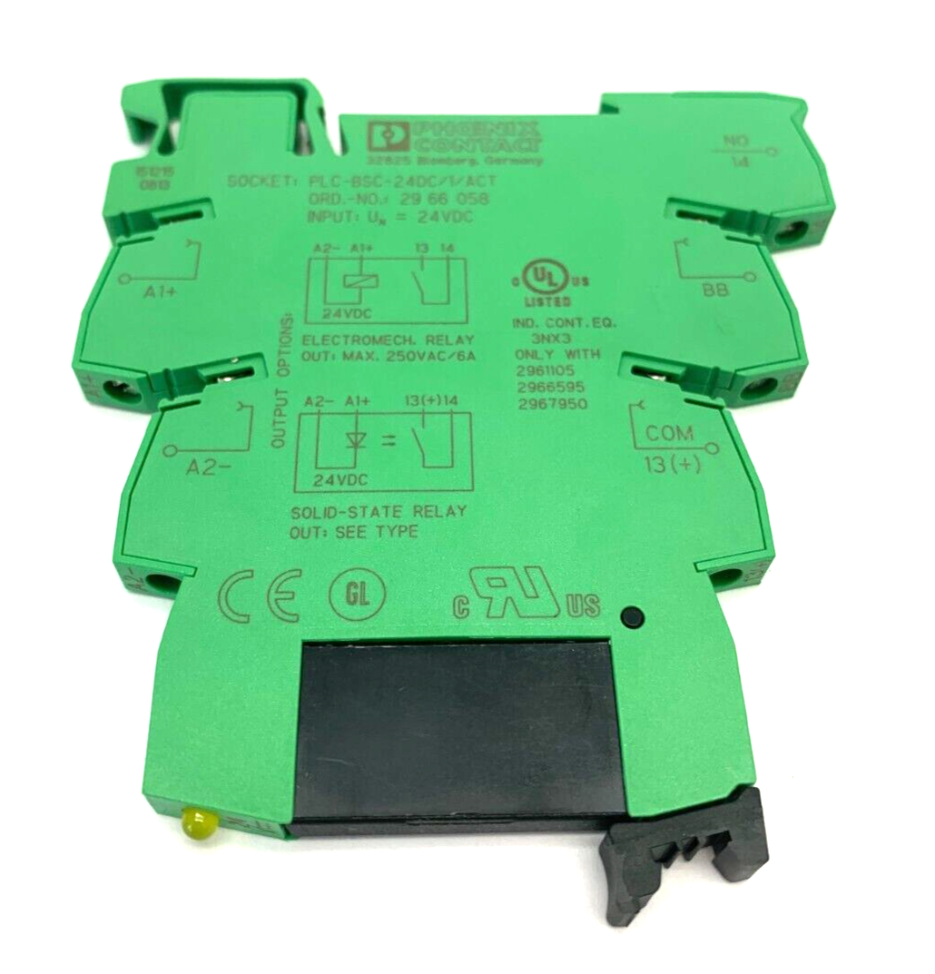 Phoenix Contact PLC-BSC-24DC/1/ACT Relay Base w/ 2966595 Contactor - Maverick Industrial Sales