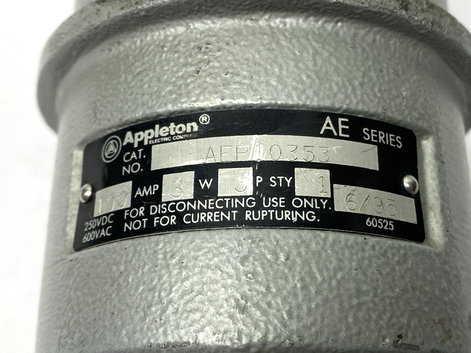 AEP10353 | Appleton Industrial Weatherproof Sleeve w/ Male Plug 3 Pole 100A - Used - Maverick Industrial Sales