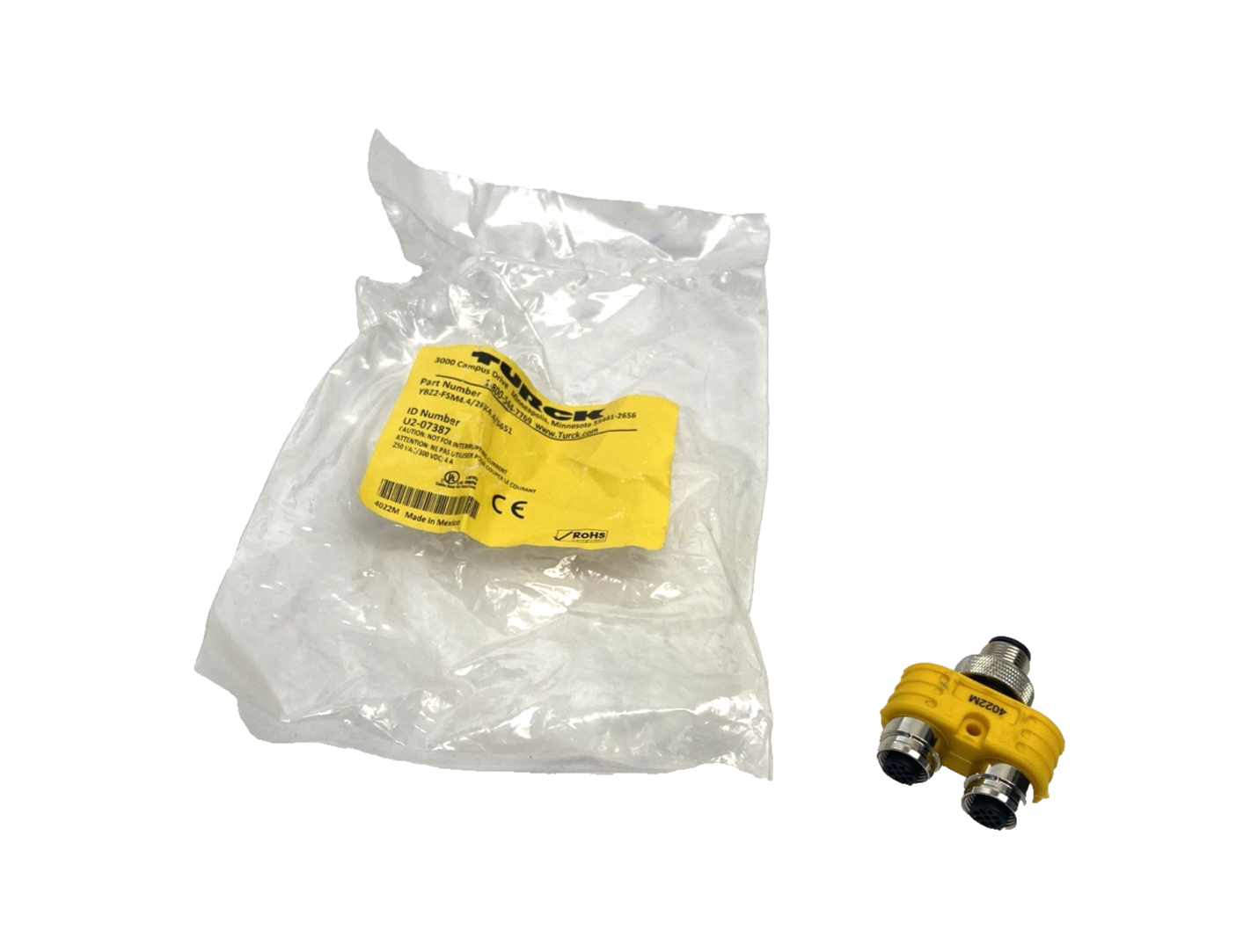 Turck YBZ2-FSM4.4/2FK4.4/S651 Splitter Connector, 2-Branch M12 U2-07387 - Maverick Industrial Sales