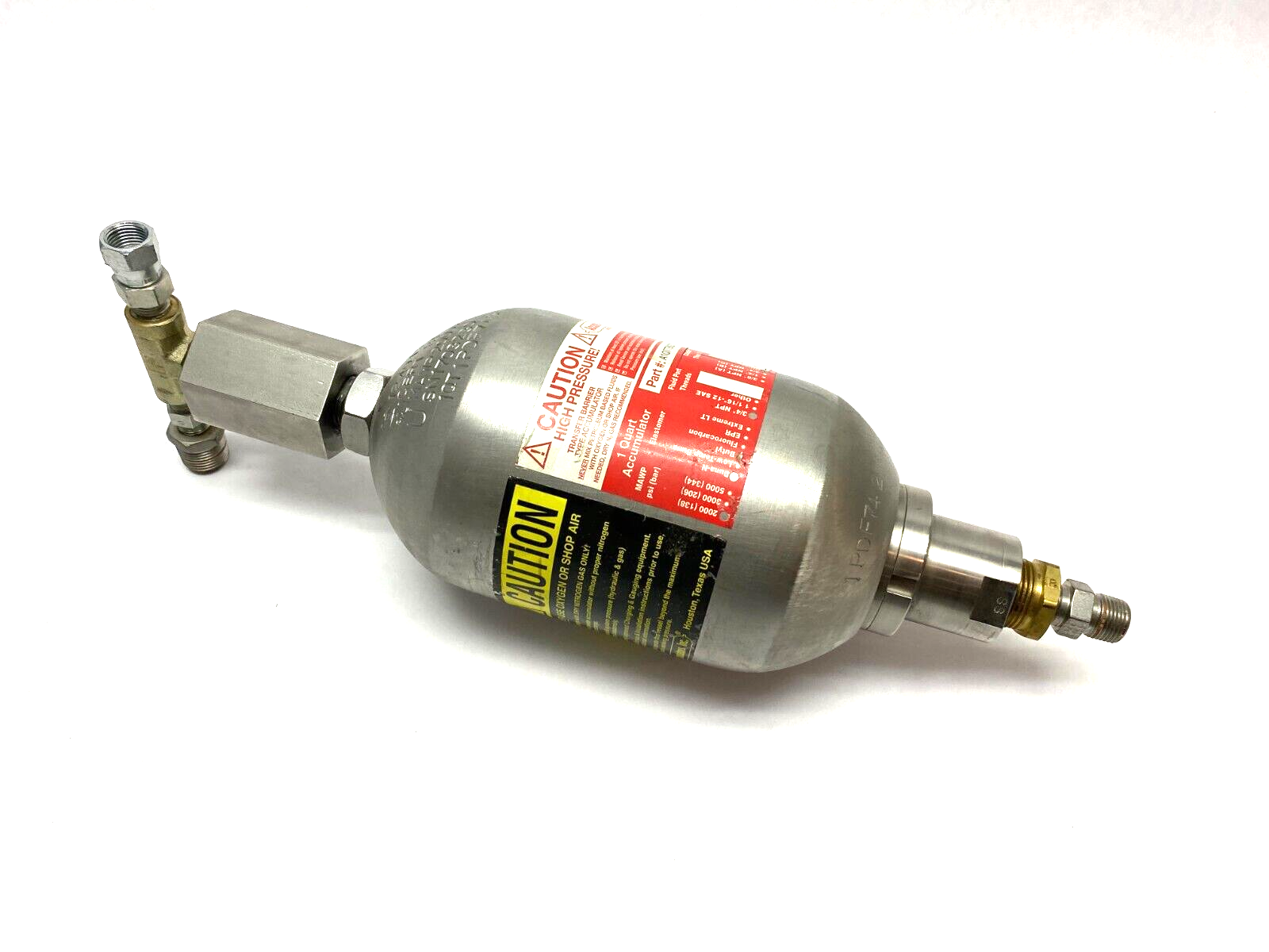 Accumulators Inc A1QTTBG2100AS High Pressure Accumulator 1 Qt 2,000psi 3/4" NPT - Maverick Industrial Sales