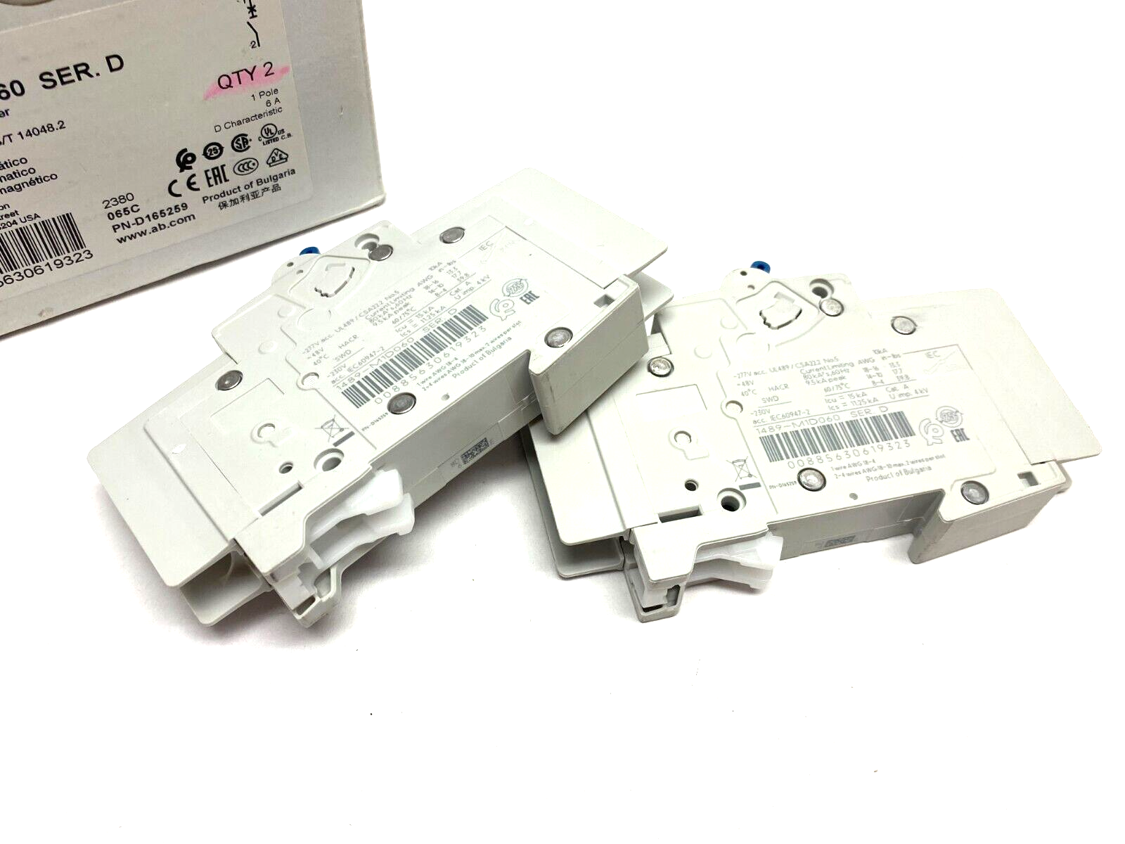Allen Bradley 1489-M1D060 Ser. D Circuit Breaker 1-Pole 6A BOX OF 2 - Maverick Industrial Sales