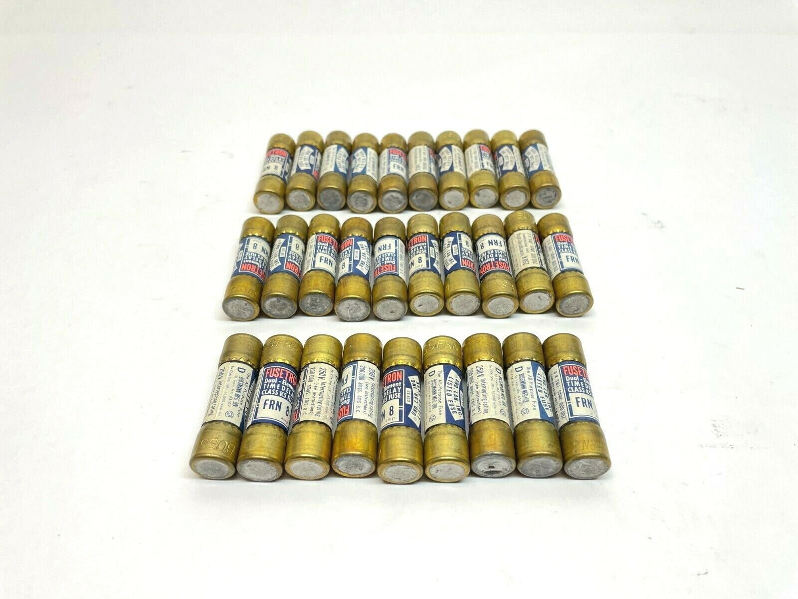 Fusetron FRN 8 amp. Dual-Element Time Delay Class K5 Fuse, LOT OF 29 FUSES - Maverick Industrial Sales