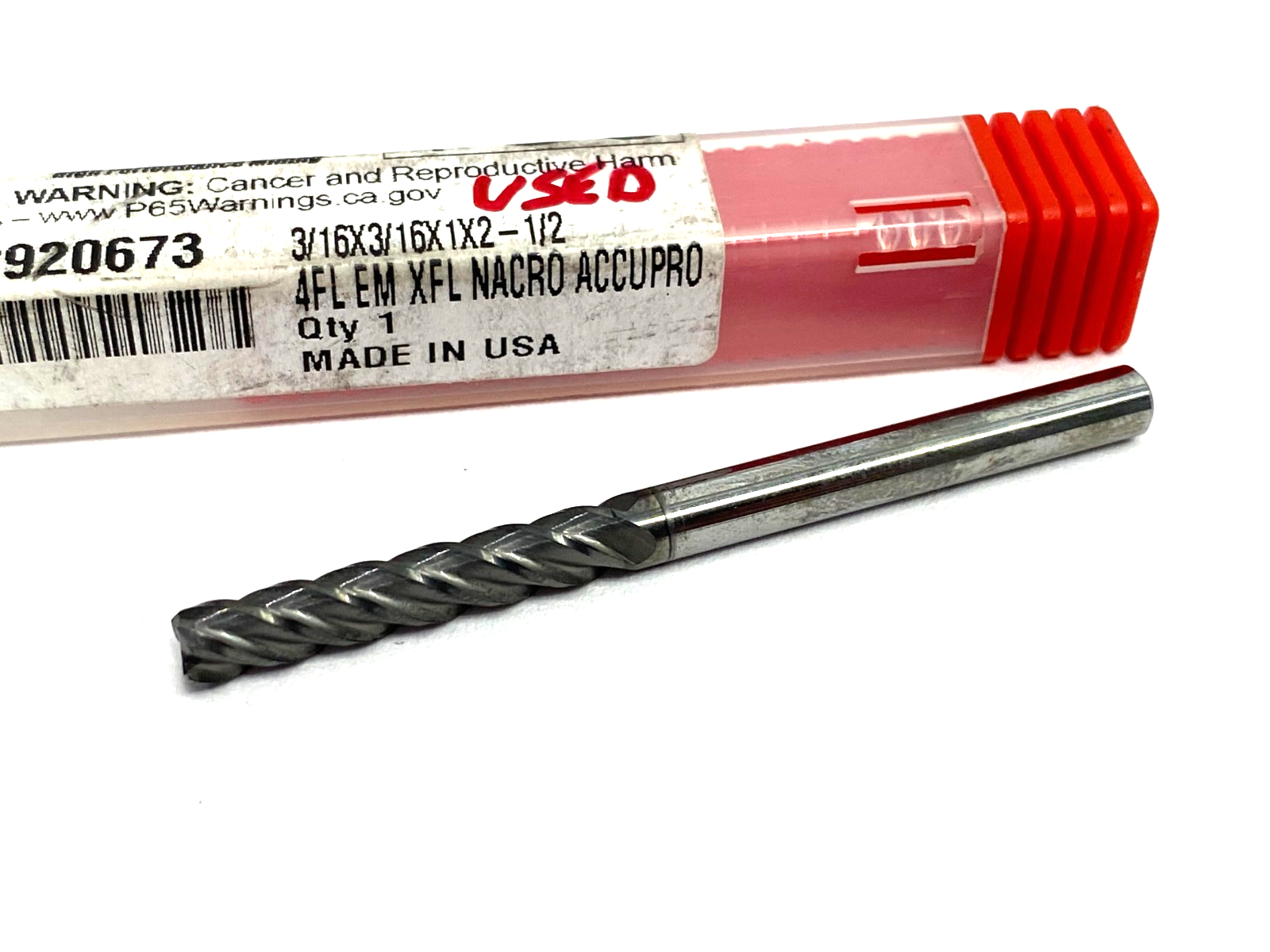 Accupro 62920673 Square End Mill 3/16" Dia, 1" LOC, 4 Flute, Solid Carbide - Maverick Industrial Sales