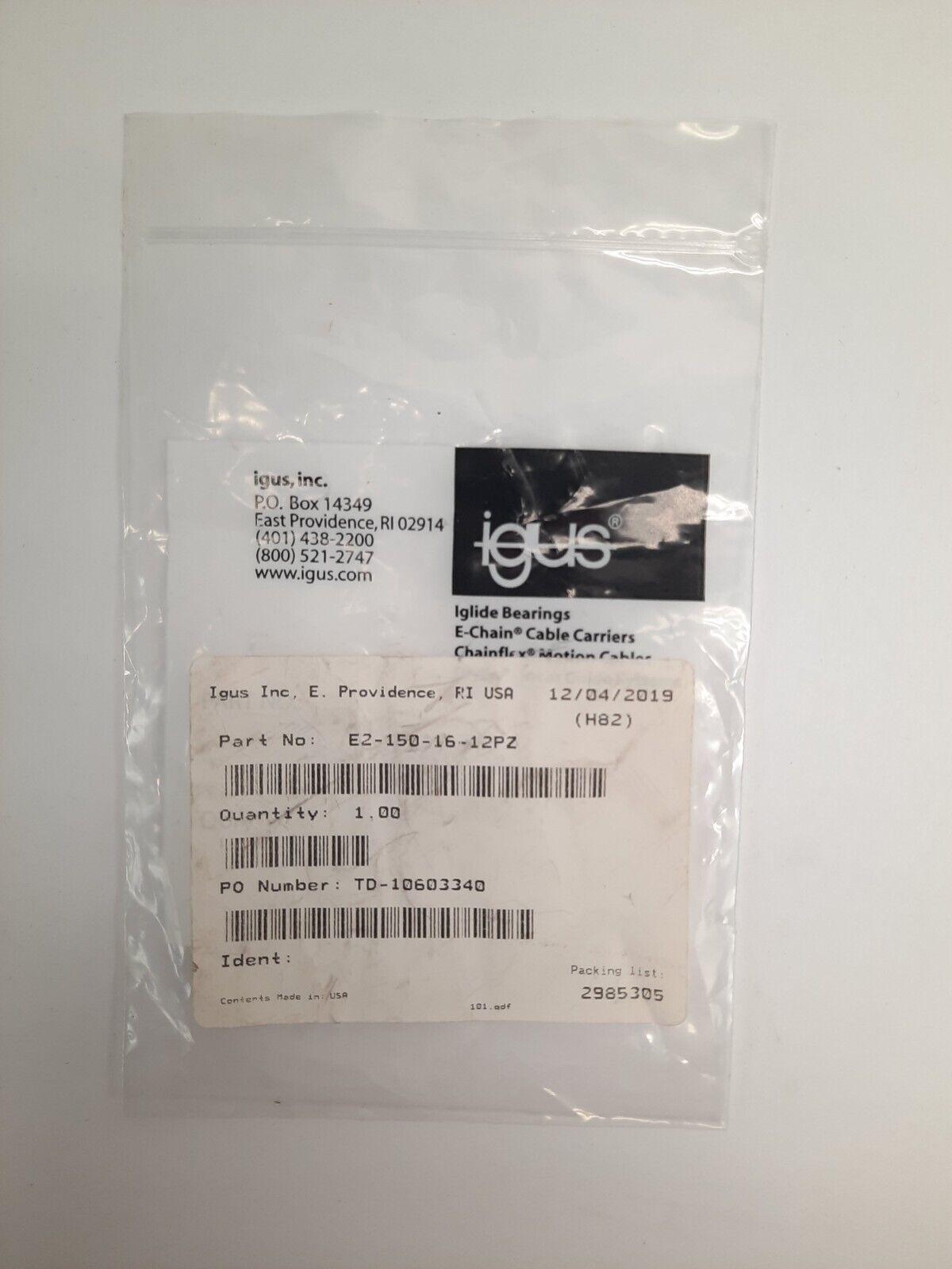 Igus E2-150-16-12PZ Iglide Bearings, E-Chain Cable Carriers LOT OF 2 - Maverick Industrial Sales