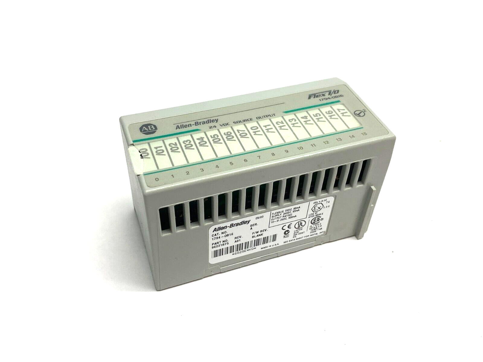 Allen Bradley 1794-OB16 Ser. A Flex I/O Source Output Module 16-Point 96221875 - Maverick Industrial Sales