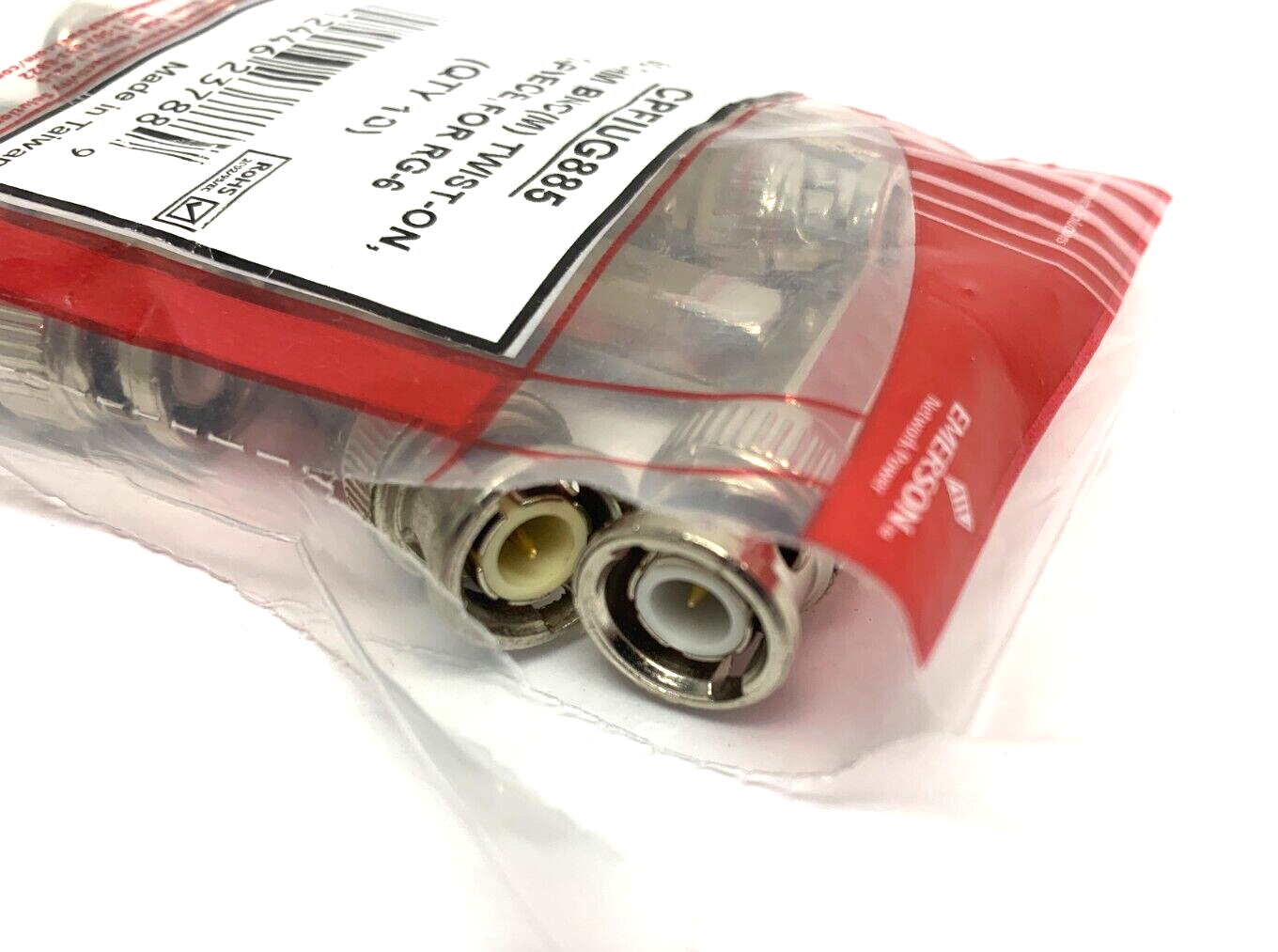 Emerson CPFIUG885 Coaxial Cable Plug 50OHM BNC(M) Twist-On For RG-6 PACK OF 10 - Maverick Industrial Sales