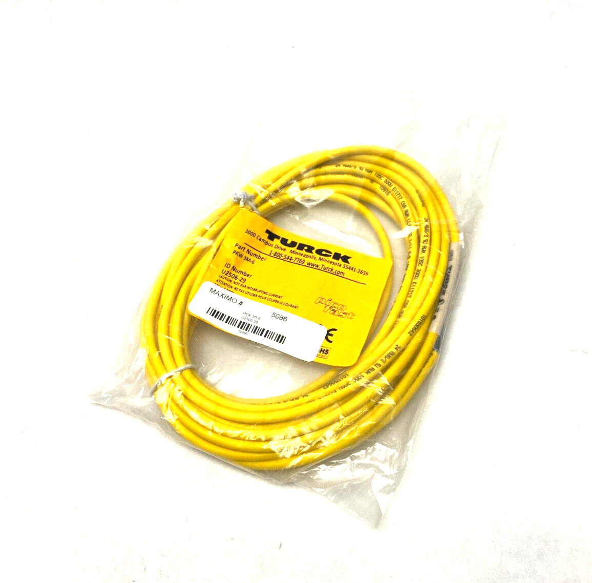 Turck PKW 3M-6 Picofast Single Ended Cordset M8 Female to Cut End U2506-29 - Maverick Industrial Sales