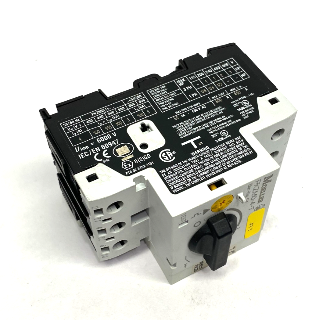 Moeller PKZM0-4-T Transformer-Protective Circuit Breaker 3-Pole w/ NHI11-PKZ0 - Maverick Industrial Sales