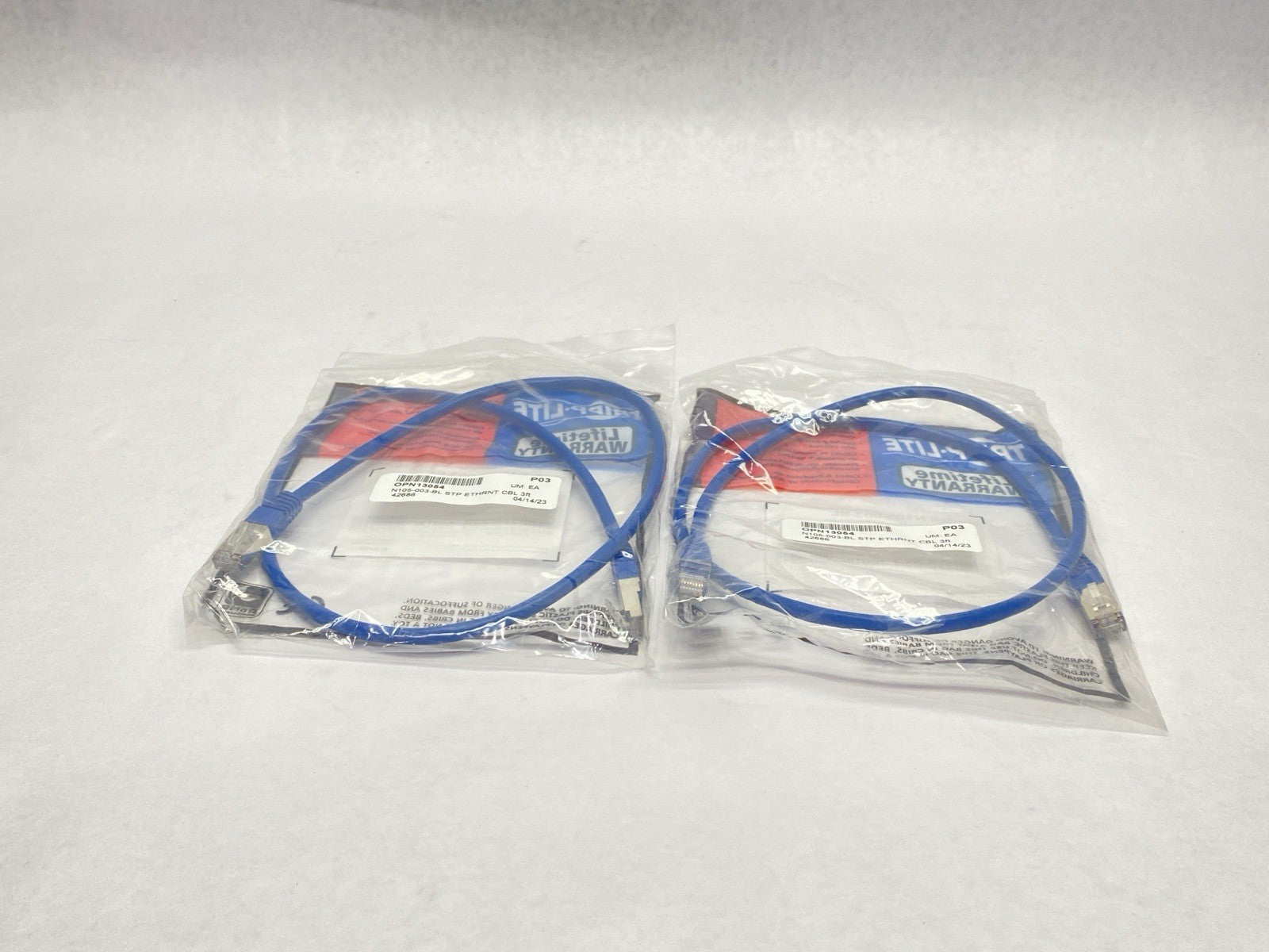 Eaton N105-003-BL Tripp Lite Cat5e Blue Molded STP Patch Cable RJ45 3ft LOT OF 2 - Maverick Industrial Sales