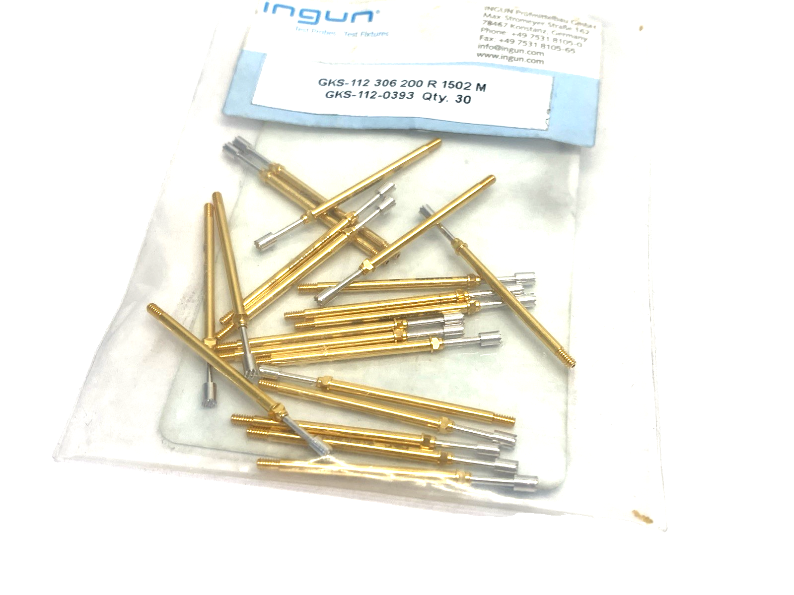 Ingun GKS-112 306 200 R 1502 M Spring-Loaded Test Probe GKS-112-0393 LOT OF 21 - Maverick Industrial Sales