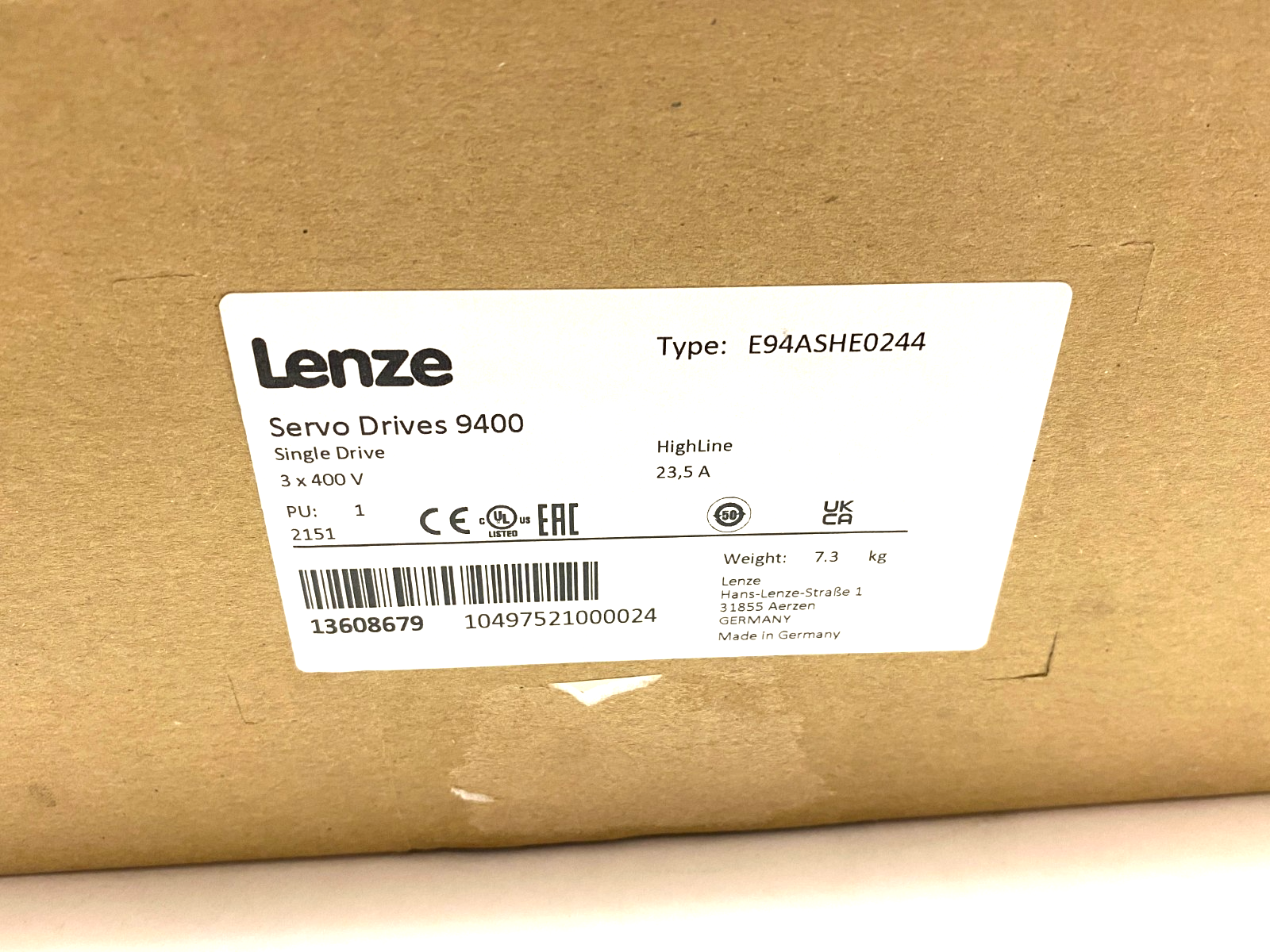 Lenze E94ASHE0244 HighLine Servo Inverter Drive 9400 Single Drive 3 x 400V - Maverick Industrial Sales