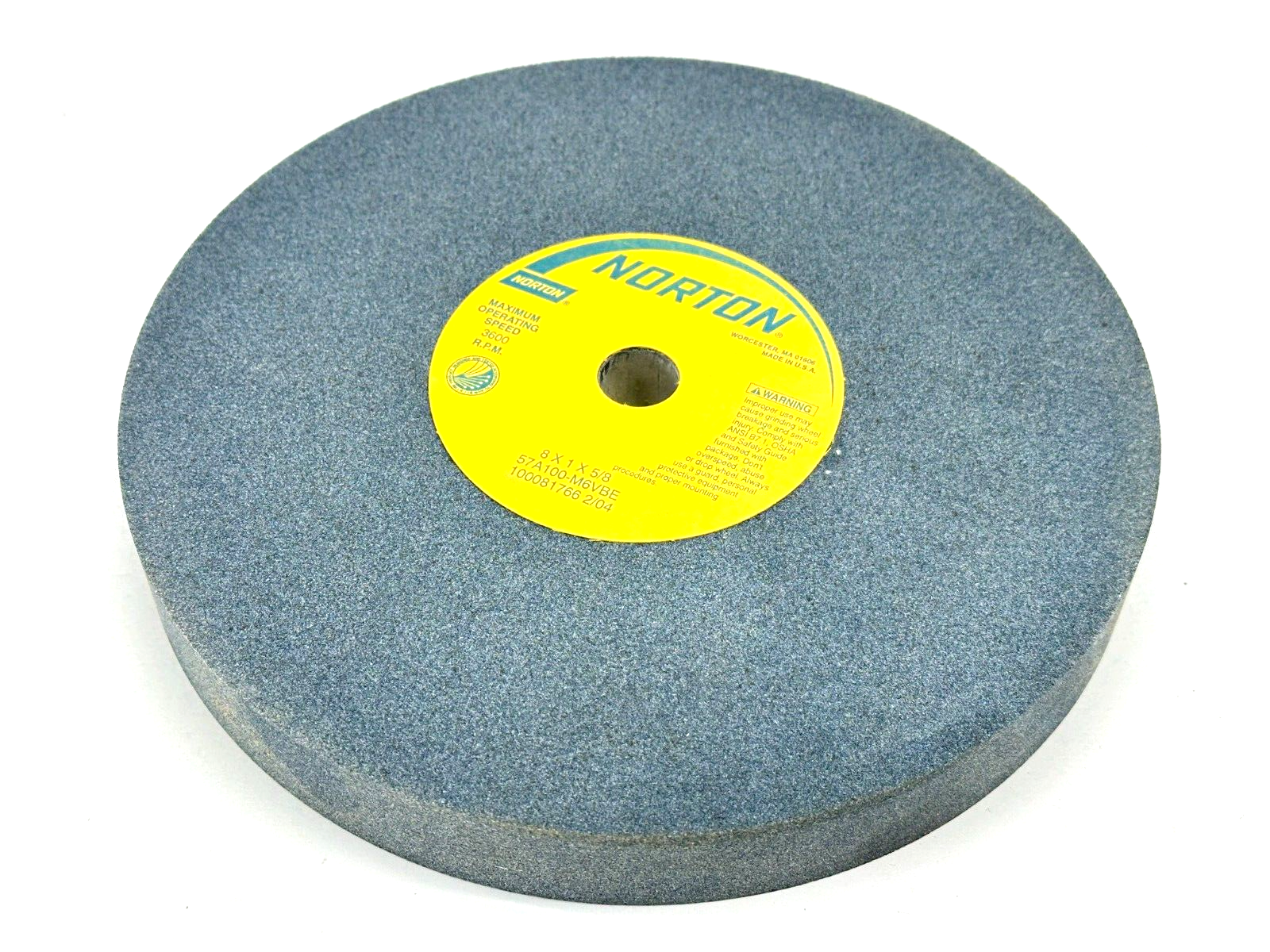Norton 57A100-M6VBE Grinding Wheel 8" x 1" x 5/8" 3600RPM 100081766 2/04 - Maverick Industrial Sales