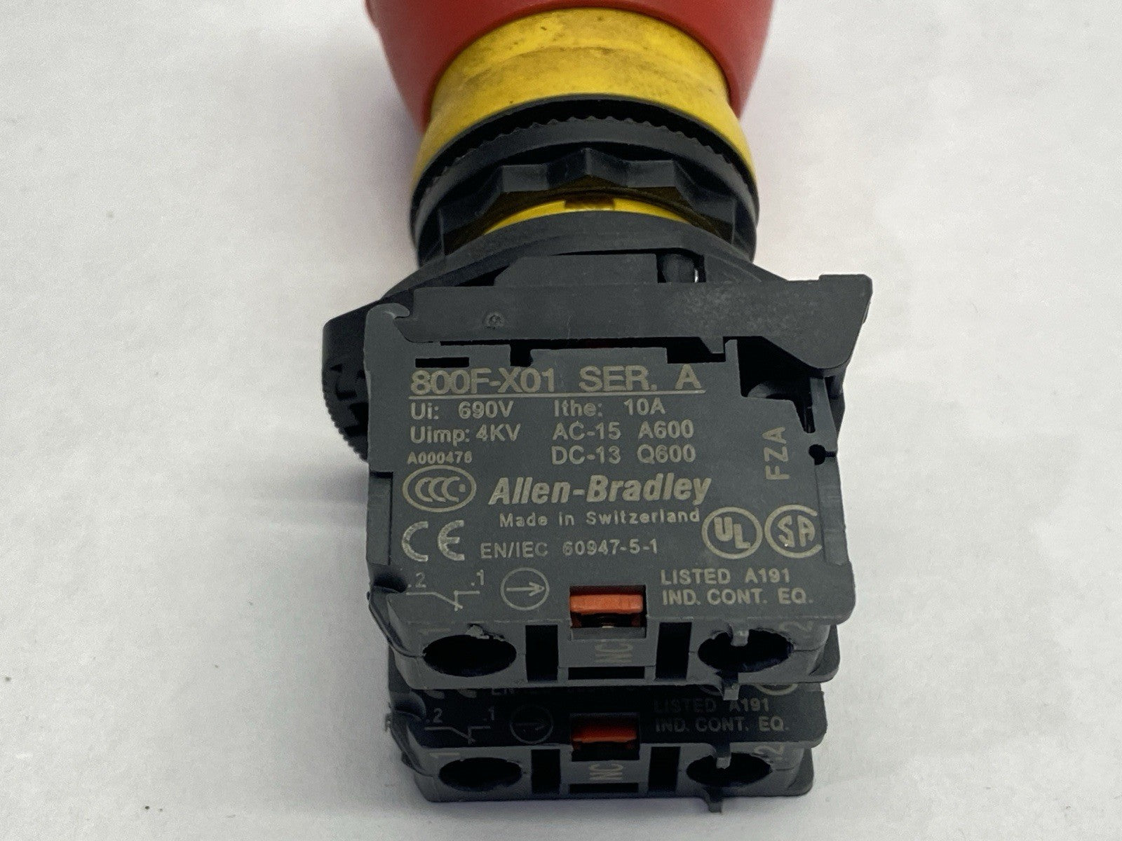 Allen Bradley 800FP-MT44 Emergency Stop Pushbutton w/ 800F-ALP 2x 800F-X01 - Maverick Industrial Sales