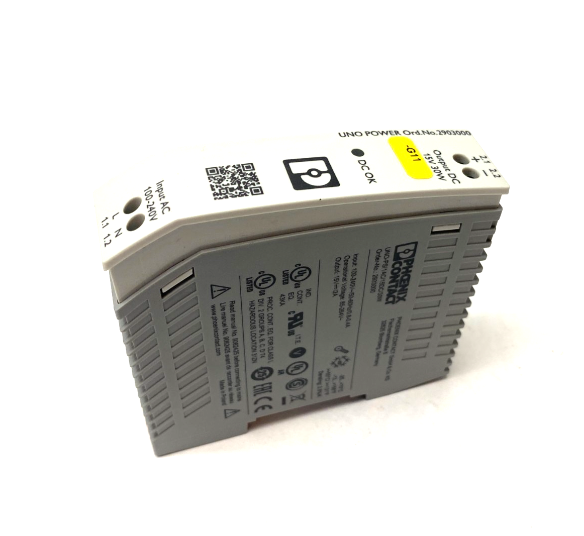 Phoenix Contact UNO-PS/1AC/15DC/30W Power Supply, Primary Switched 2903000 - Maverick Industrial Sales