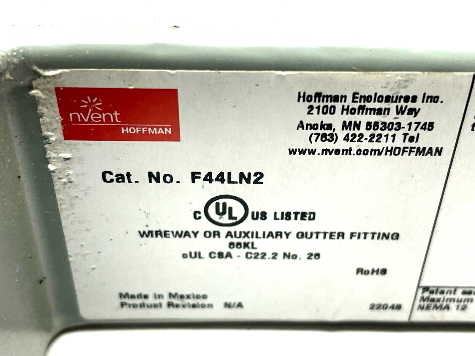 F44LN2 | Hoffman Nipple Lay-in Hinged-Cover 4 x4 x 2 Gray LOT OF 2 - Used - Maverick Industrial Sales