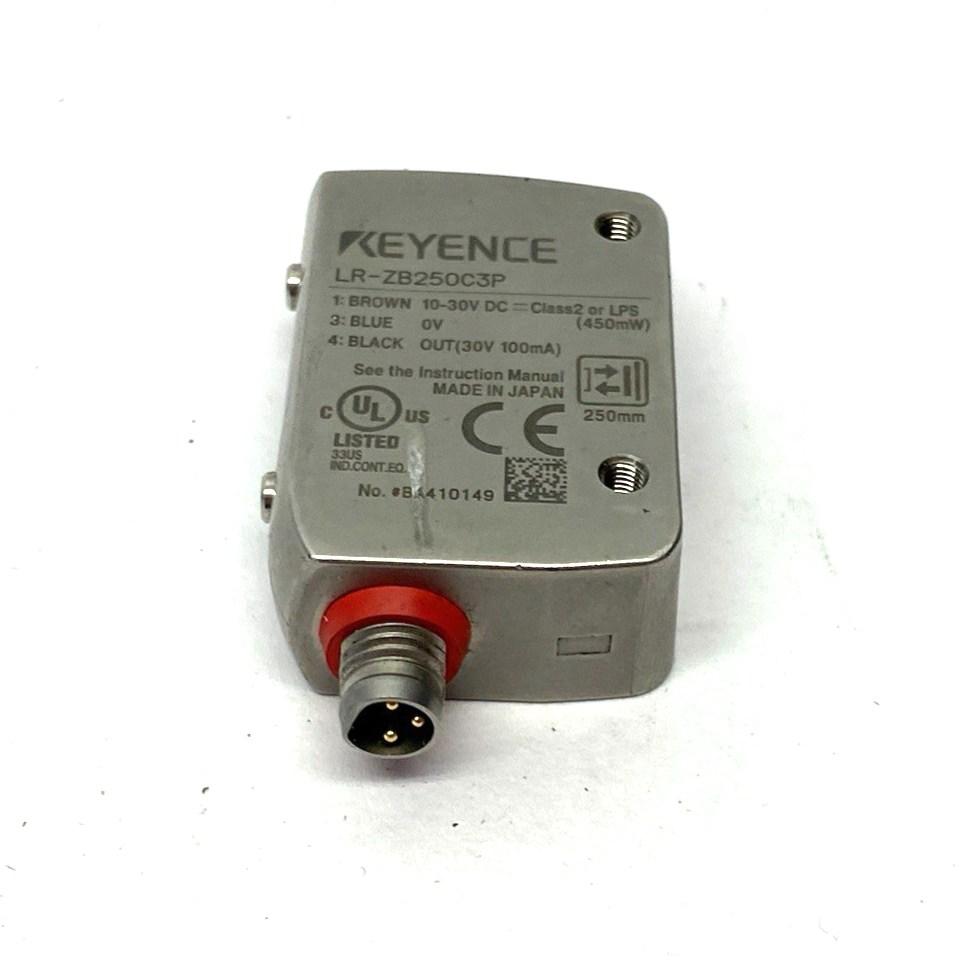 Keyence LR-ZB250C3P Distance Based Laser Sensor M8 CONNECTOR BENT/DAMAGED - Maverick Industrial Sales