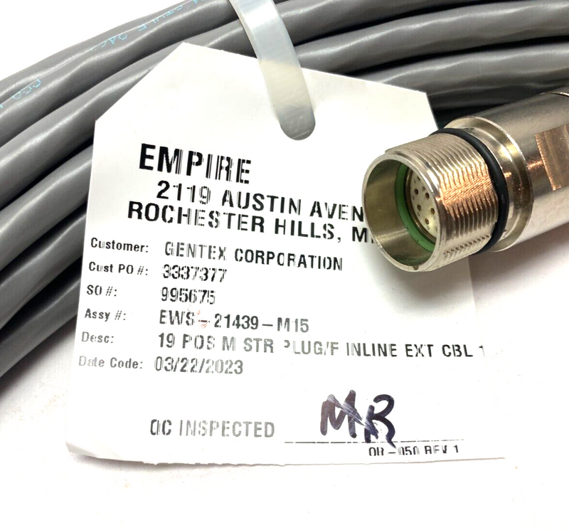 Empire EWS-21439-M15 Inline Extension Cable Male to Female 19-Pos 15m Length - Maverick Industrial Sales