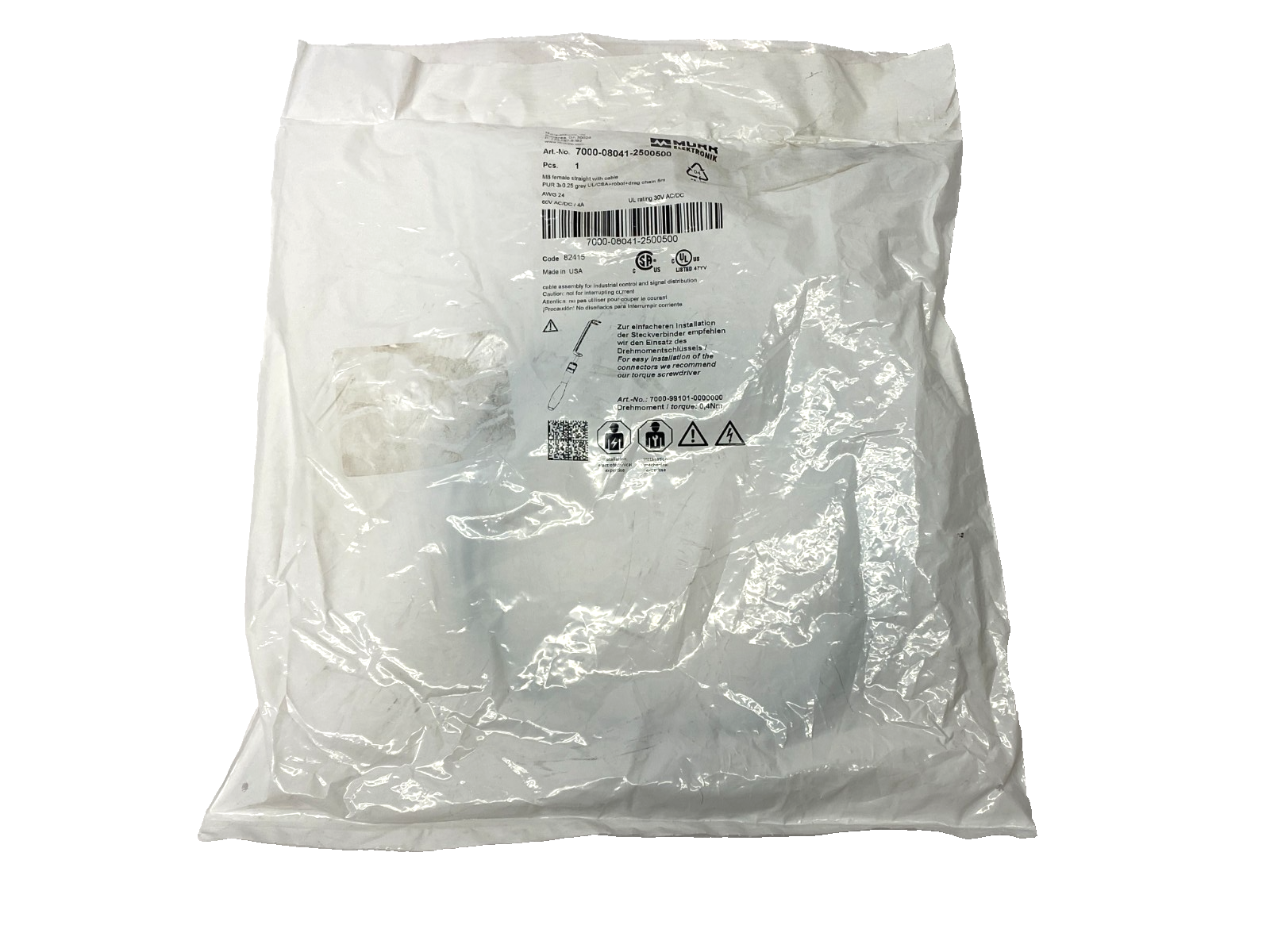 7000-08041-2500500 | Murr Elektronik Single Ended Connector Cable M8 Female 5m - New - Maverick Industrial Sales