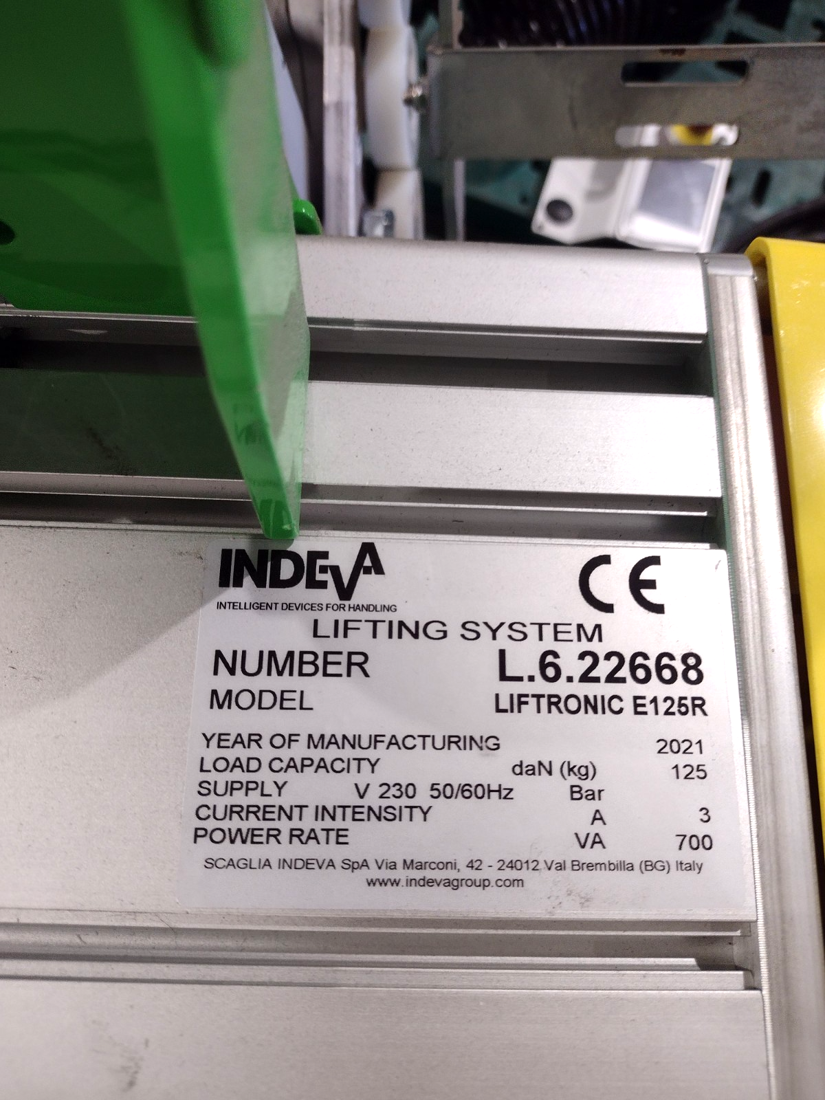 INDEVA Lifting System L.6.22668 Liftronic E125R 125kg 230V - Maverick Industrial Sales