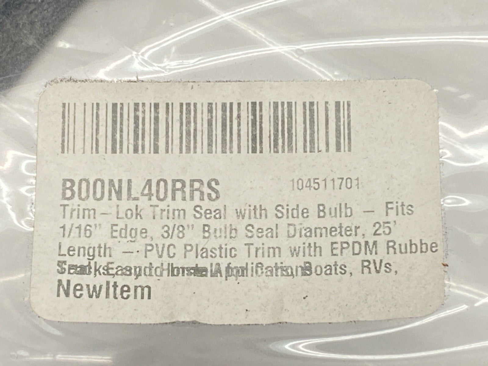 B00NL40RRS | Trim-Lok Trim Seal With Side Bulb 1/16" Edge 3/8" Bulb Seal Dia 25' L - New - Maverick Industrial Sales