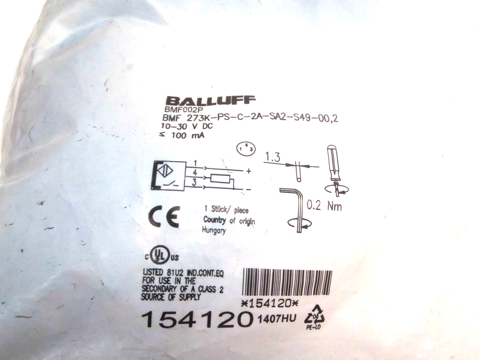 Balluff BMF002P Magnetic Field Sensor C-Slot BMF 273K-PS-C-2A-SA2-S49-00,2 - Maverick Industrial Sales