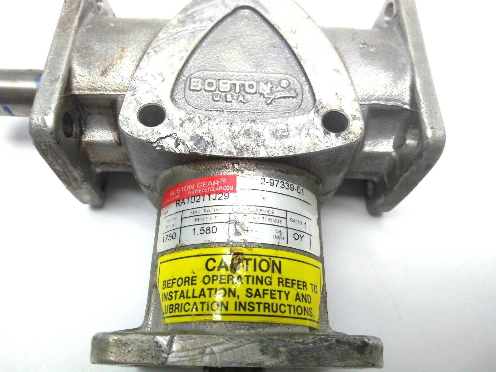 Boston Gear RA10211J29 Right Angle Gear Reducer 1:1, 1750 Max RPM, 1.580 Max HP - Maverick Industrial Sales
