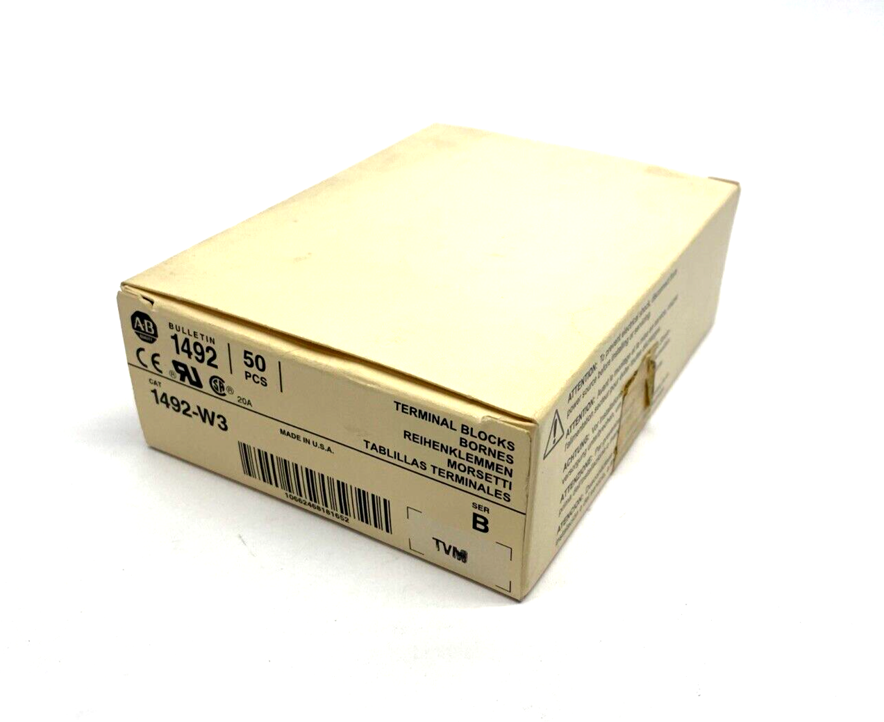 Allen Bradley 1492-W3 Ser. B Feed-Through Terminal Block 2.5mm², Gray BOX OF 50 - Maverick Industrial Sales