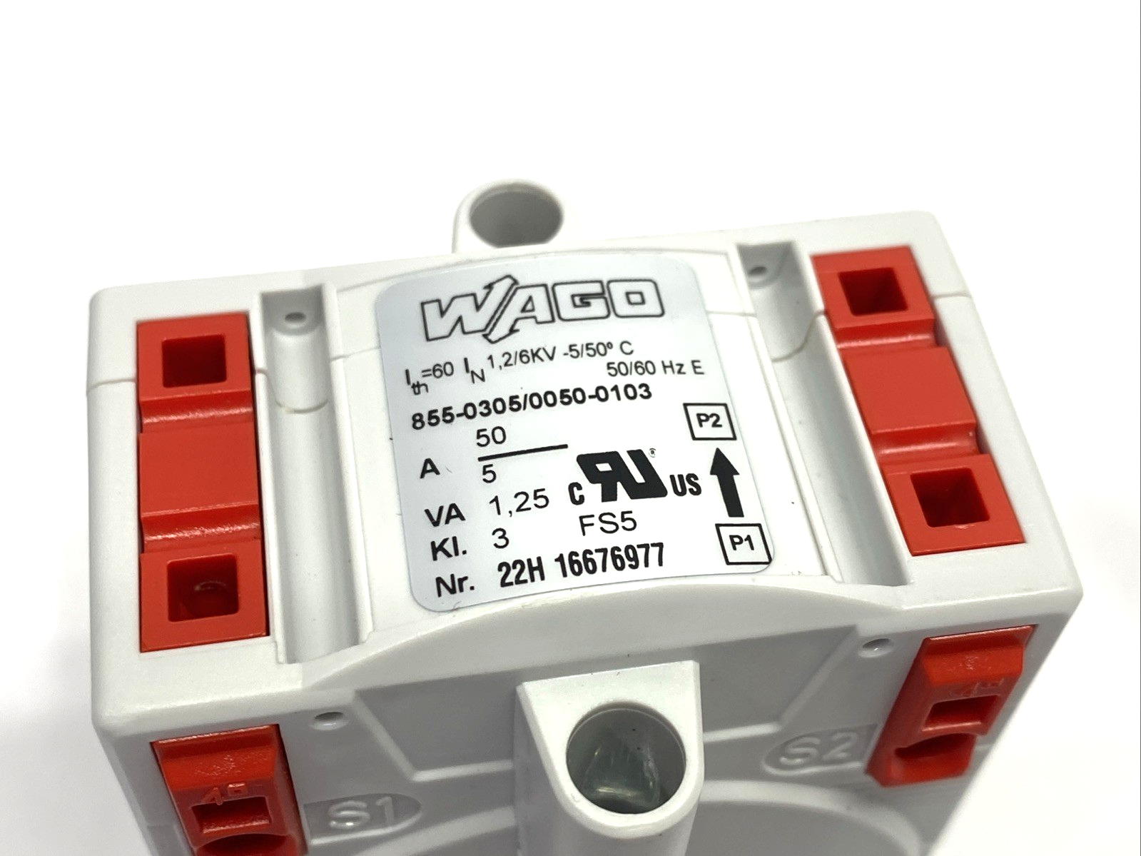 Wago 855-305/050-103 Plug-In Current Transformer 50A / 5A 855-0305/0050-0103 - Maverick Industrial Sales