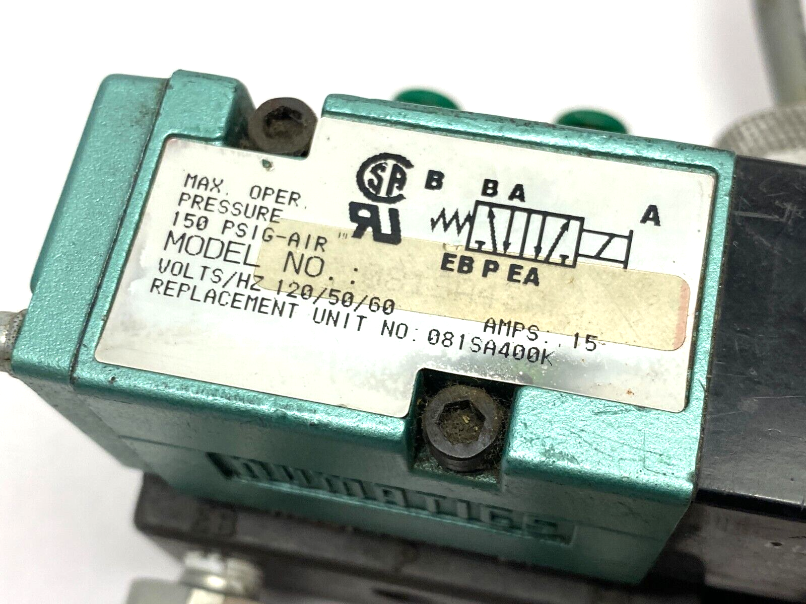 Numatics 081SA43AK000030 Solenoid Valve 150psig 120V 15A - Maverick Industrial Sales