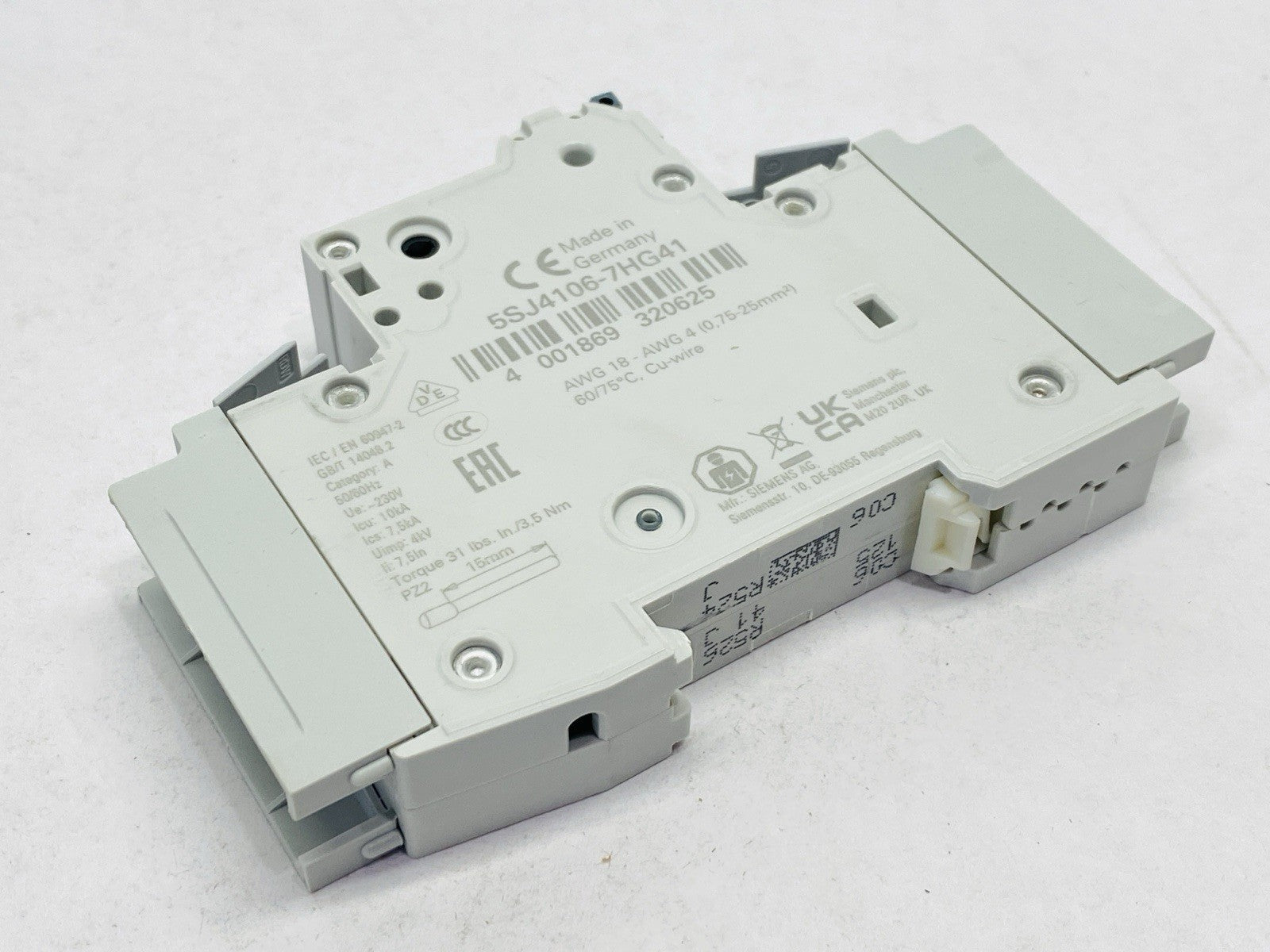 Siemens 5SJ4106-7HG41 Miniature Circuit Breaker 1-Pole 6A 240V - Maverick Industrial Sales