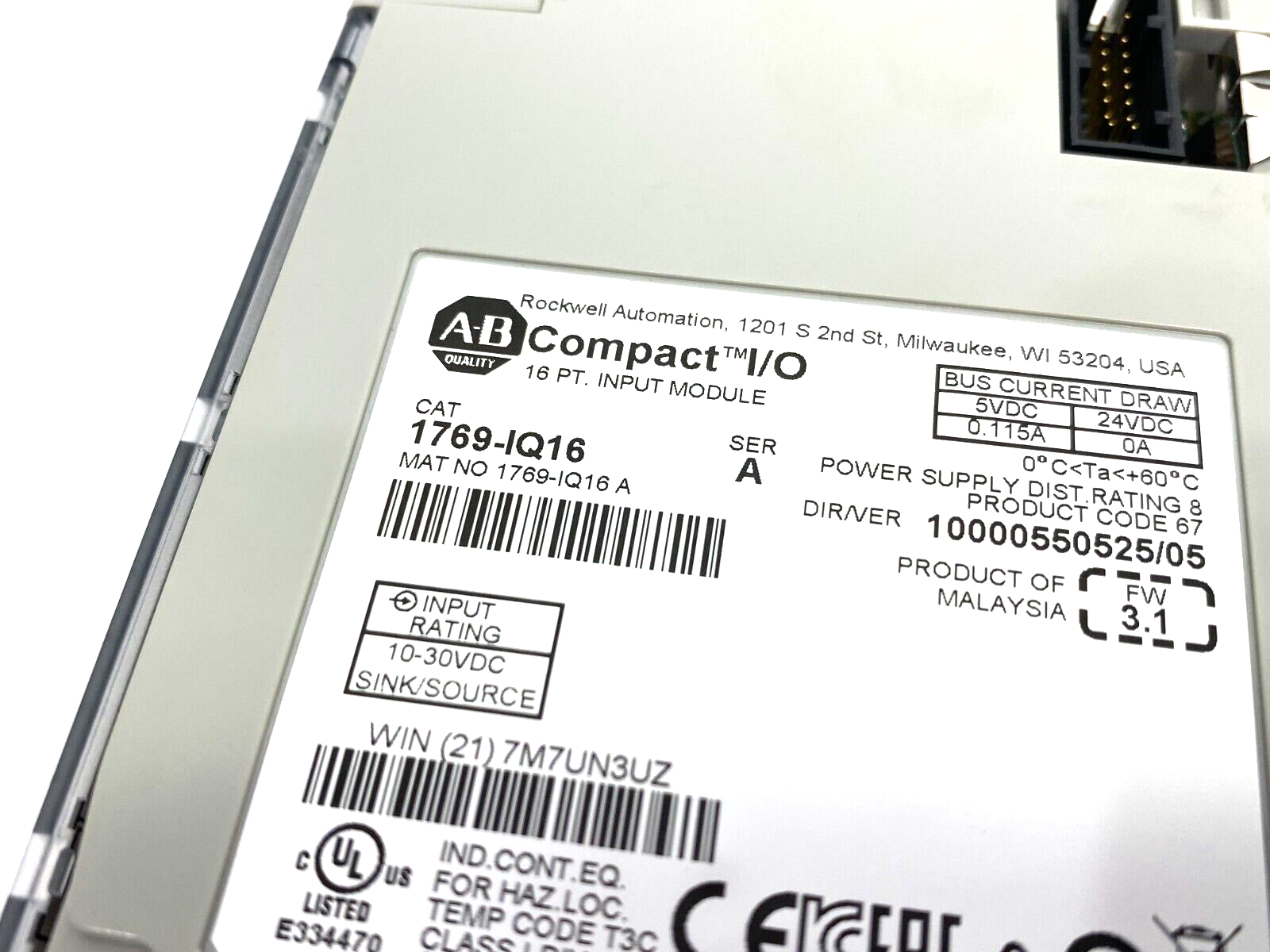 Allen Bradley 1769-IQ16 Ser. A Compact I/O Input Module 16-Point - Maverick Industrial Sales