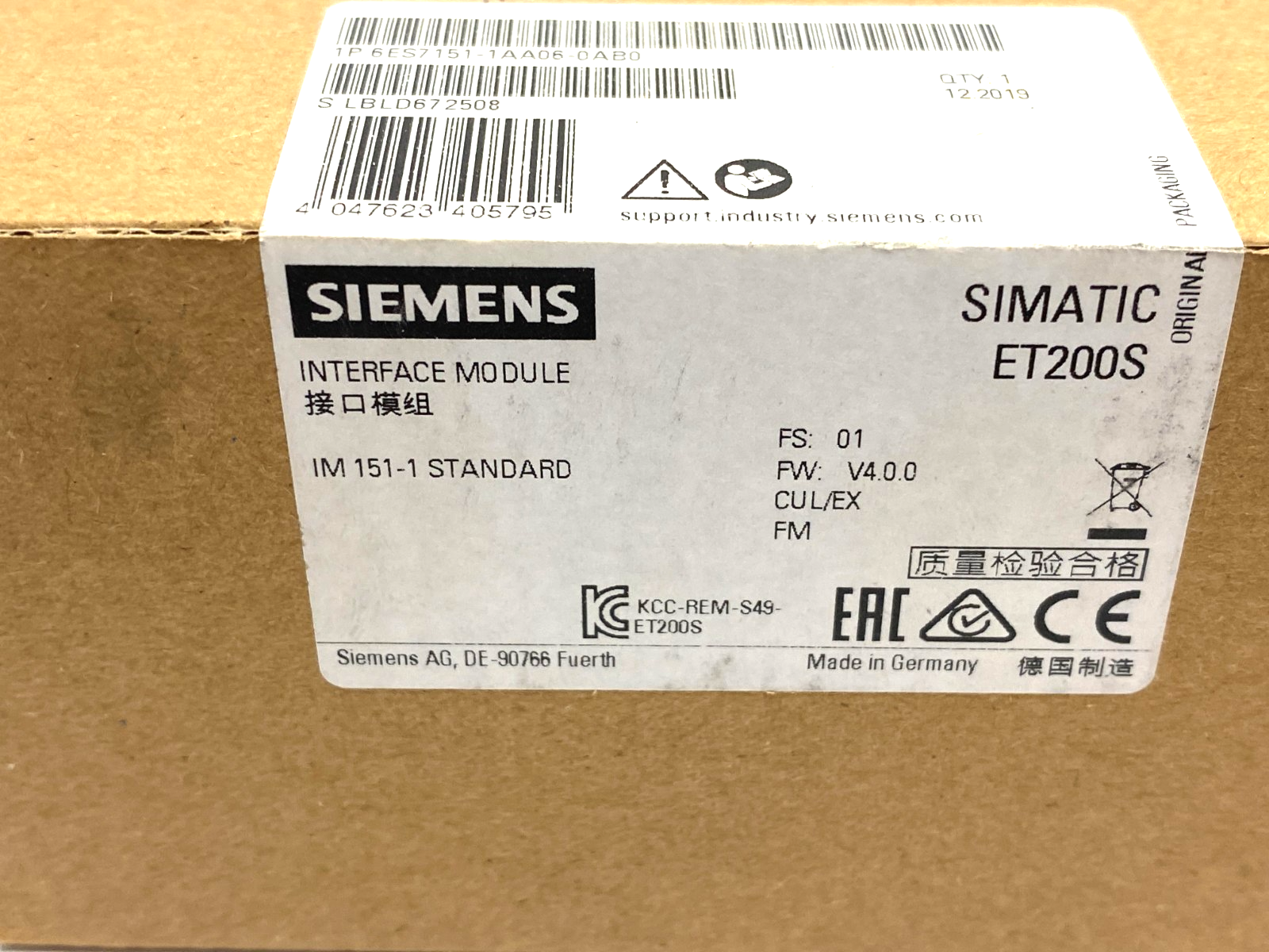 Siemens 6ES7151-1AA06-0AB0 SIMATIC ET200S Interface Module IM 151-1 STANDARD - Maverick Industrial Sales