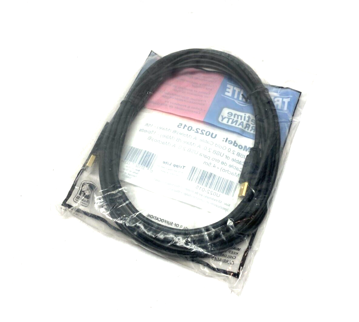 Tripp Lite U022-015 Hi-Speed USB 2.0 A to B Cable Assembly 15' Length - Maverick Industrial Sales