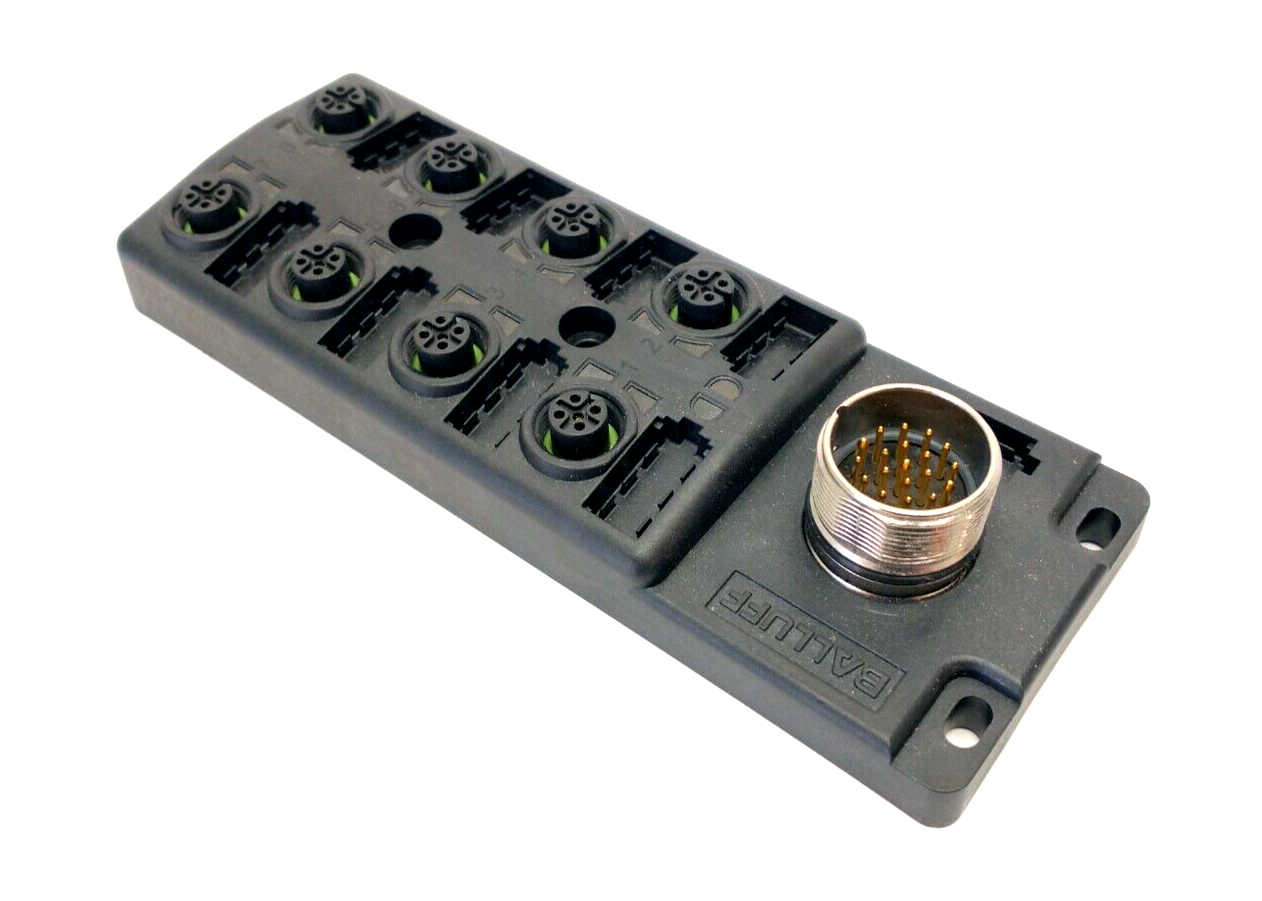 BPI008T | Balluff Junction Block 8 M12 5-Pin M23 19-Pin BPI 8M4A5P-2K-B0-SM6LT - New – Open box - Maverick Industrial Sales