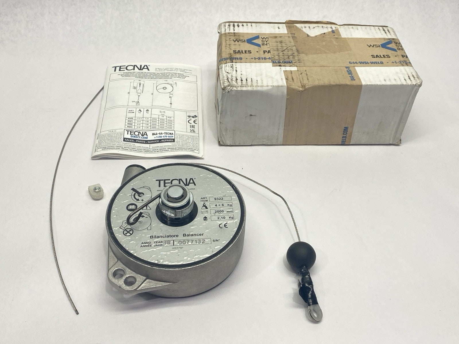 TECNA 9322 Tool Balancer 4-6Kg 6.6ft - Maverick Industrial Sales