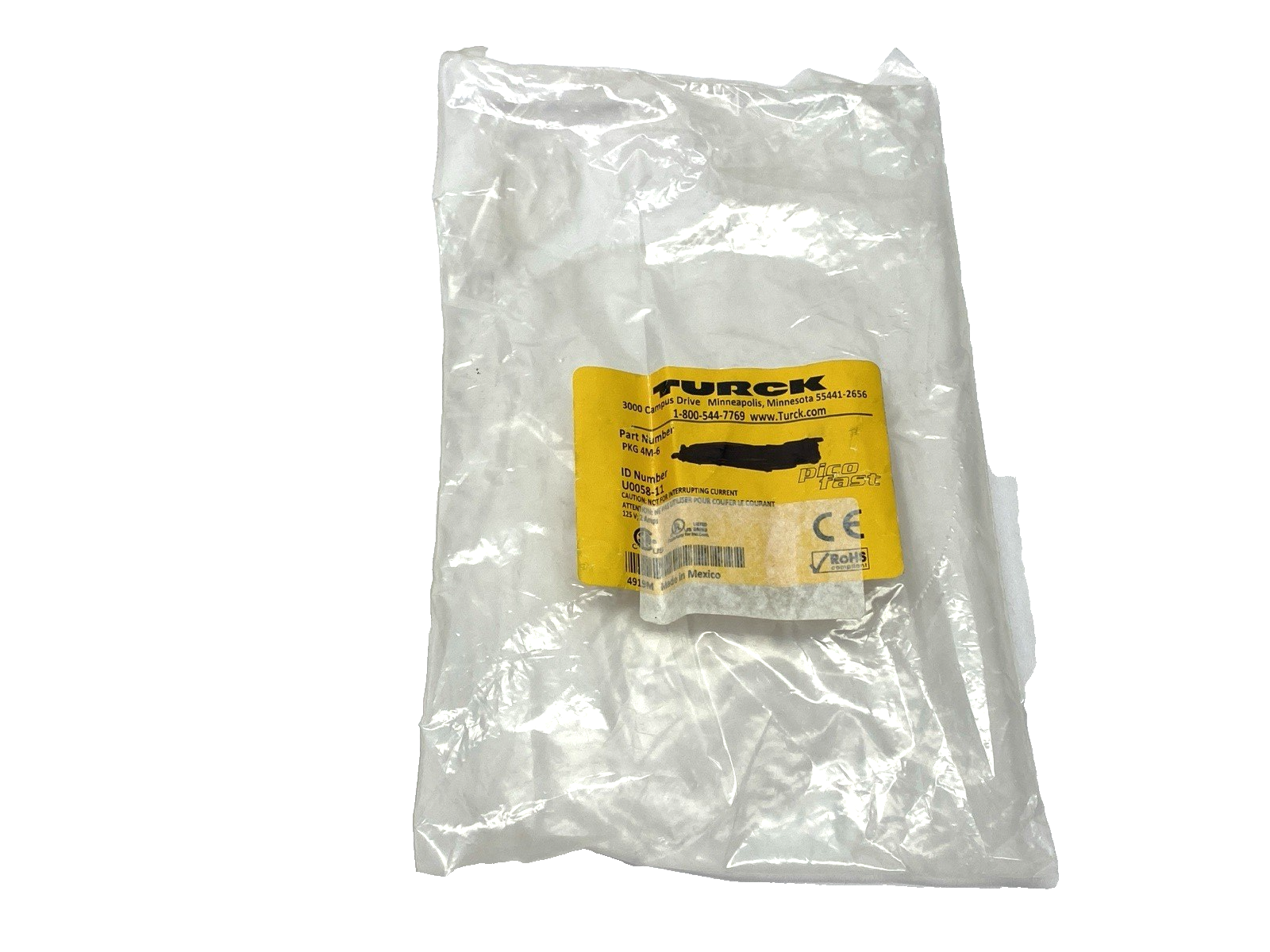 Turck PKG 4M-6 Single-Ended Cordset M8 Female Connector 4-Pin U0058-11 - Maverick Industrial Sales