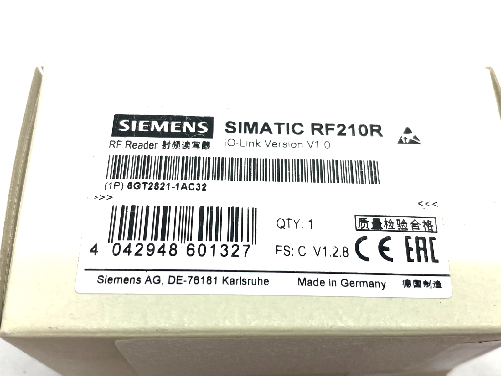 Siemens 6GT2821-1AC32 SIMATIC RF210R IO-Link RF Reader V1.0 - Maverick Industrial Sales