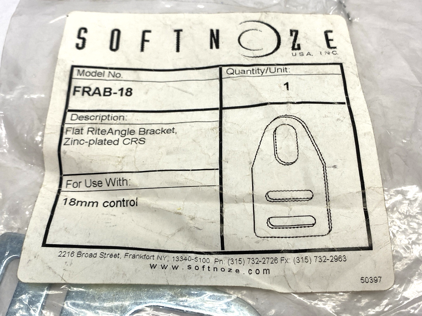 Softnoze FRAB-18 Flat Right Angle Bracket Zinc Plated - Maverick Industrial Sales