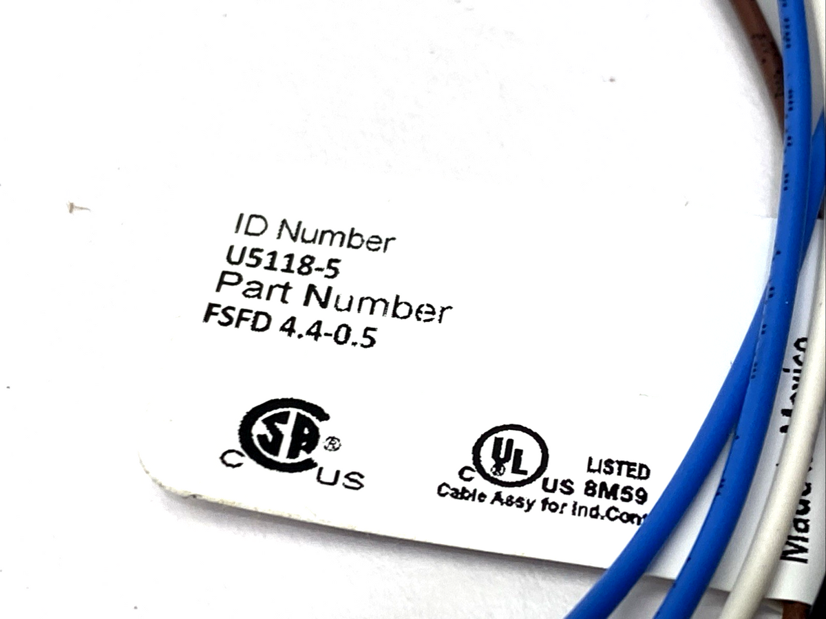 FSFD 4.4-0.5 | Turck Actuator & Sensor Receptacle, Rear Mount 0.5m, U5118-5 - New – Open box - Maverick Industrial Sales