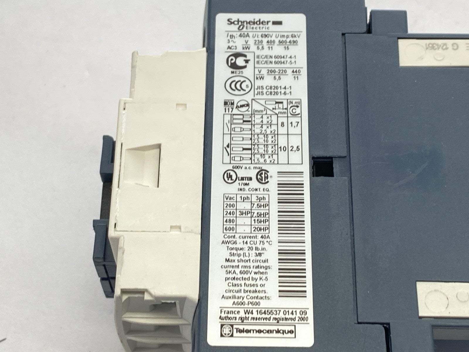 Schneider Electric LC1D25BL IEC Contactor 3P 25A 480VAC 24VDC Coil - Maverick Industrial Sales