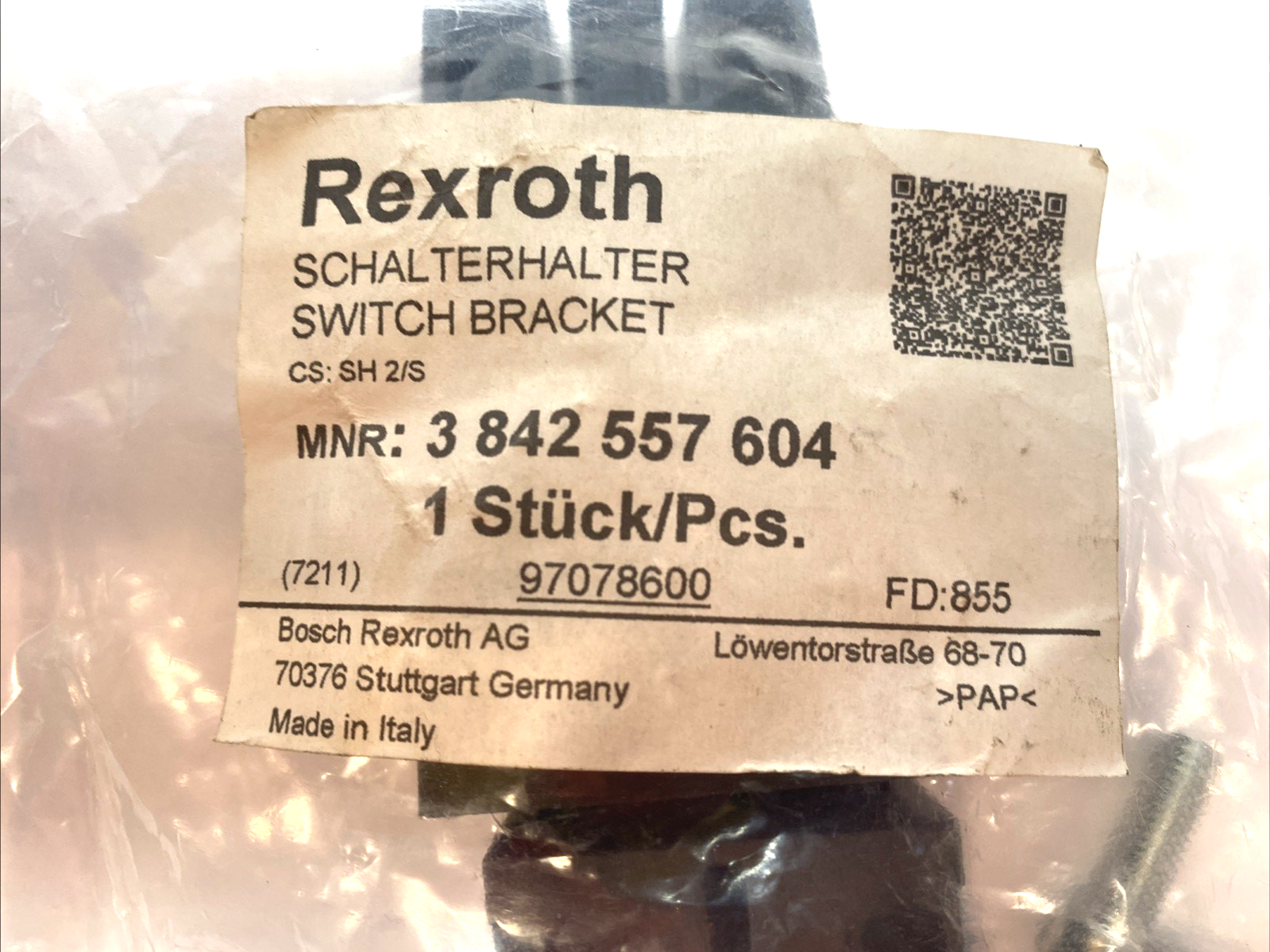 Bosch Rexroth 3842557604 Switch Bracket SH 2/S - Maverick Industrial Sales